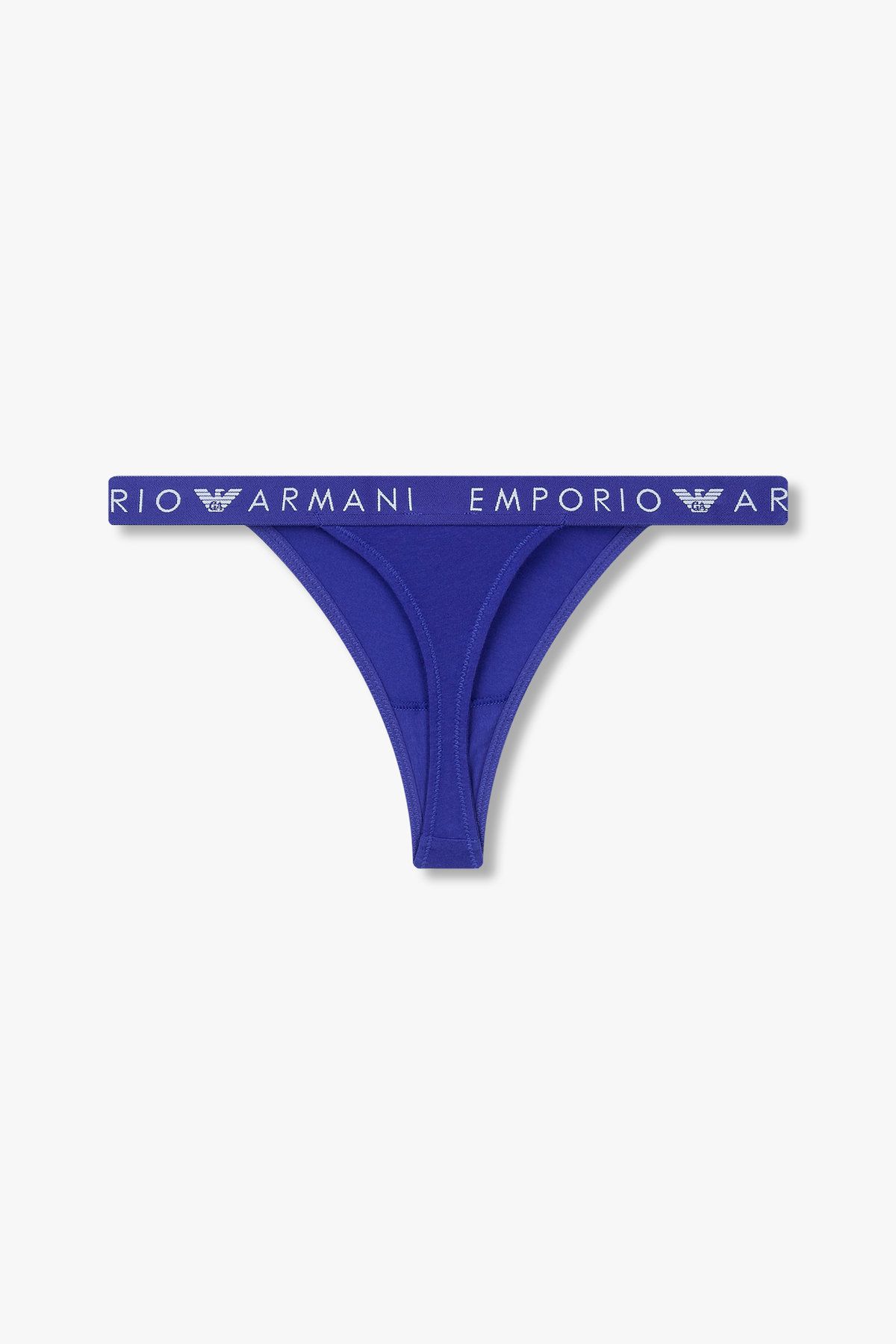 엠포리오 아르마니 언더웨어(EMPORIO ARMANI UNDERWEAR) 여성 씬 로고 밴딩 코튼 티팬티_블루 0824310520