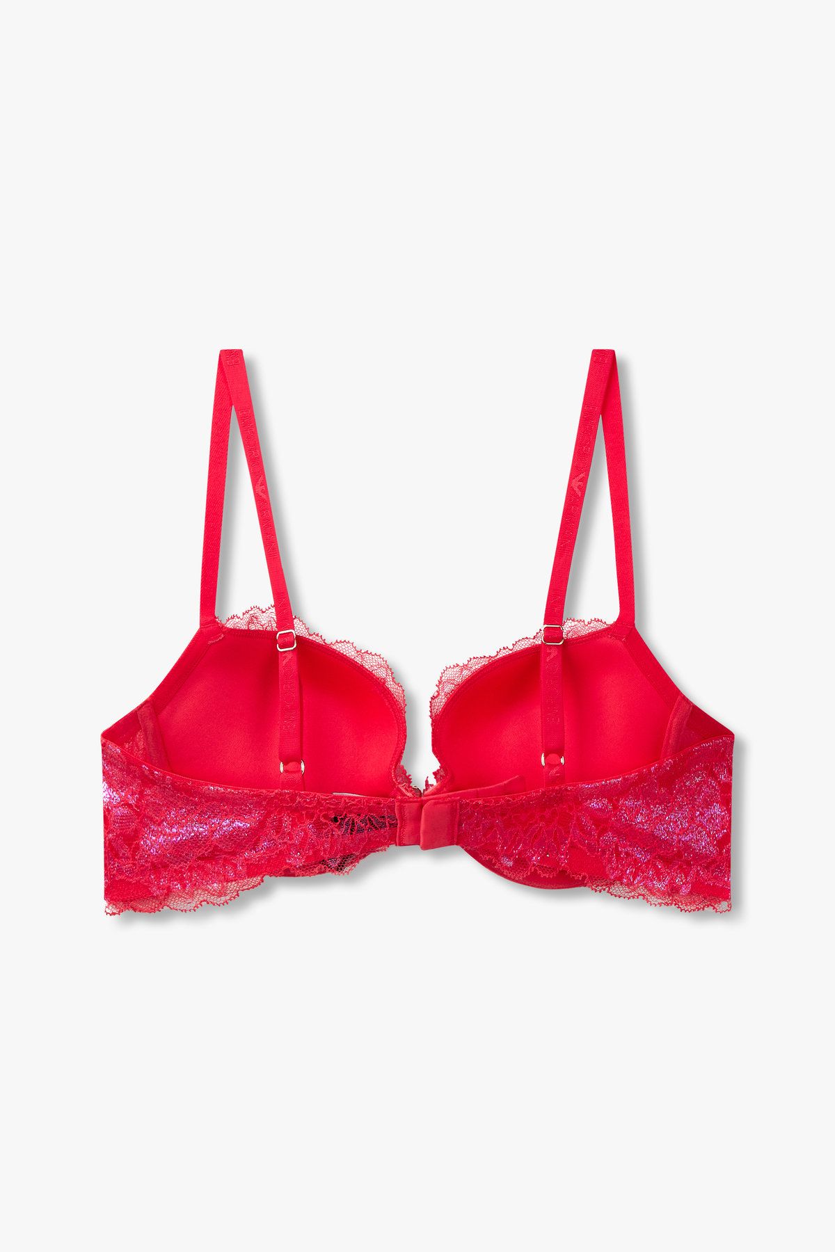 엠포리오 아르마니 언더웨어(EMPORIO ARMANI UNDERWEAR) 여성 샤이닝 플라워 메쉬 푸쉬업 브라_레드 0824385515