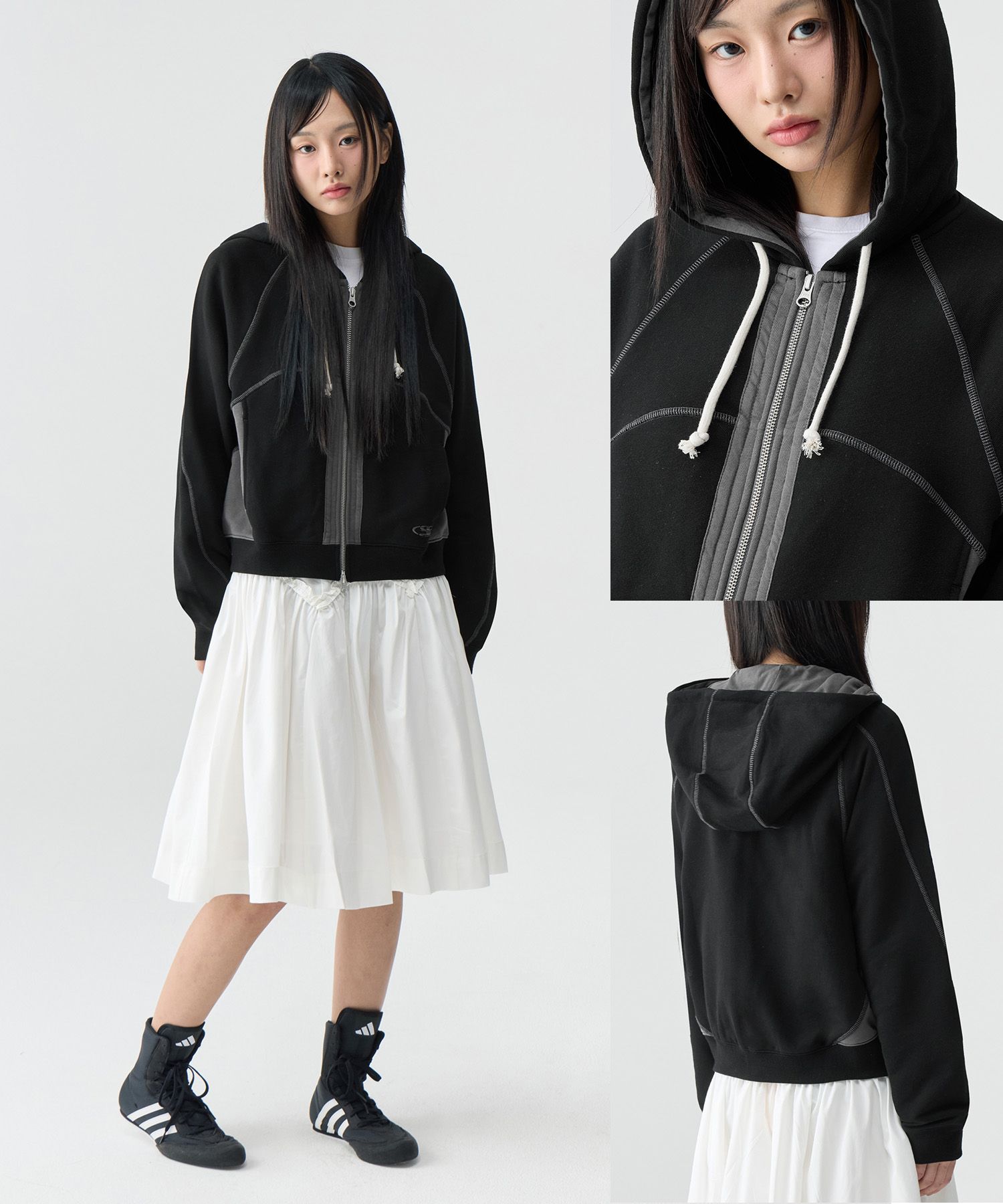 さらに100円引き◆CODEGRAPHY◆Raglan color hooded zip-up MUSINSA | Codegraphy Raglan Contrast Hooded Zip-Up_Light Grey