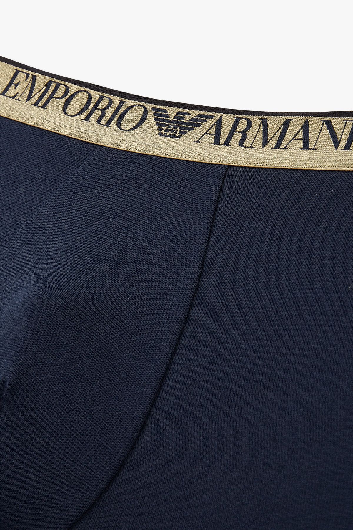 엠포리오 아르마니 언더웨어(EMPORIO ARMANI UNDERWEAR) 남성 골든 로고 밴딩 코튼 롱 드로즈_마린 0814312071