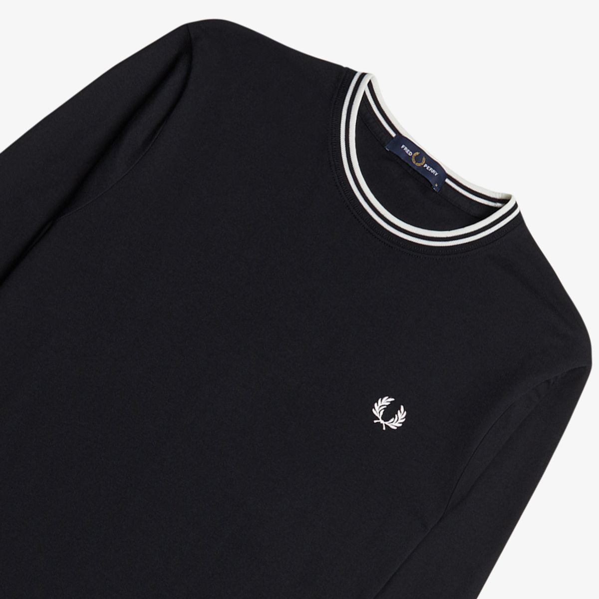 프레드페리(FRED PERRY) [Baseline] 롱 슬리브 트윈 팁 티셔츠 - 블랙/화이트 AFPM2439602-102