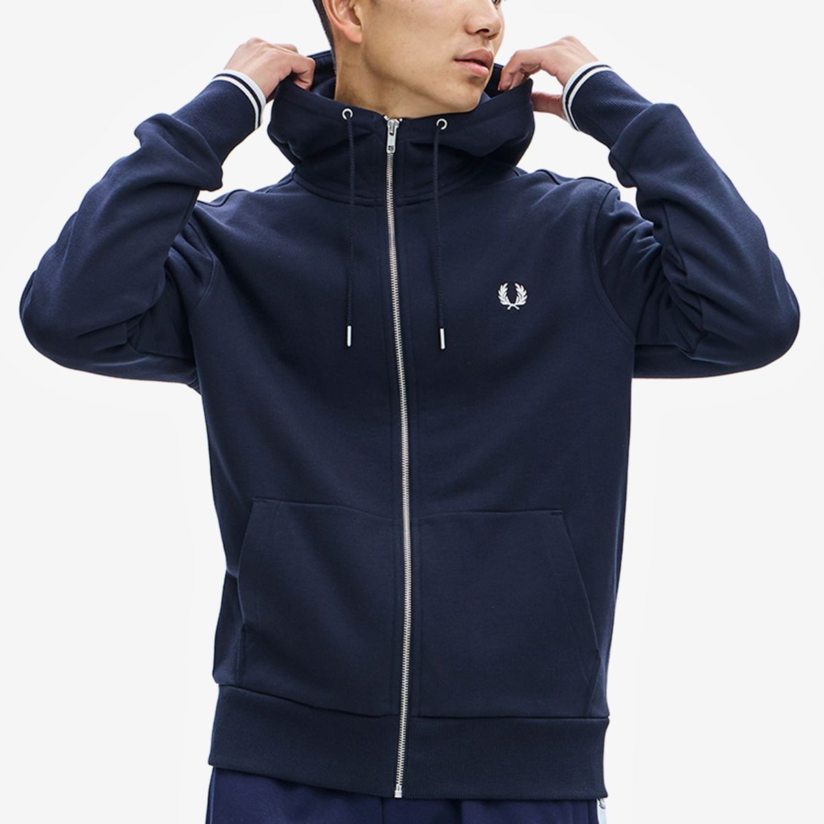 프레드페리(FRED PERRY) [Baseline] 후드 집 스루 스웻셔츠 (795) AFPM2437536-795