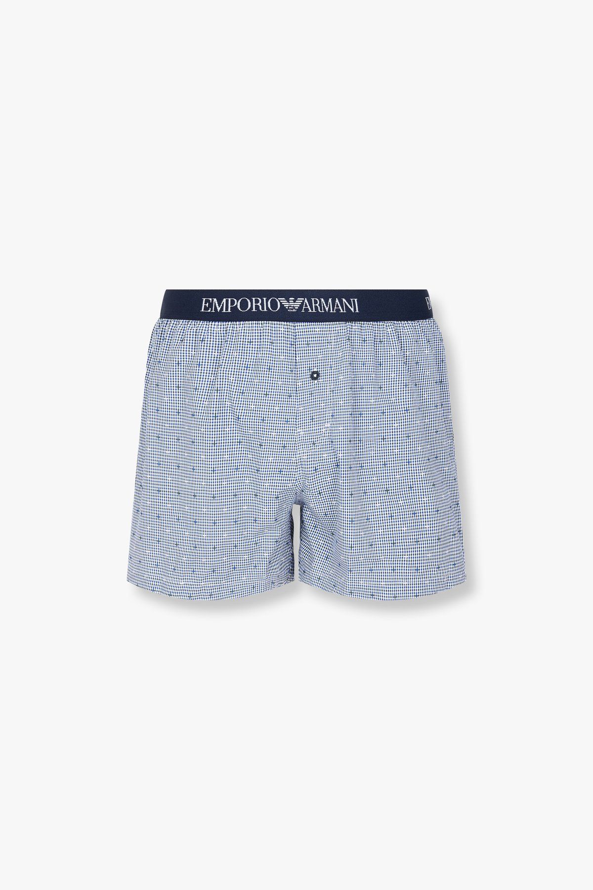 엠포리오 아르마니 언더웨어(EMPORIO ARMANI UNDERWEAR) 남성 로고 밴딩 패턴드 트렁크_블루 0814312074