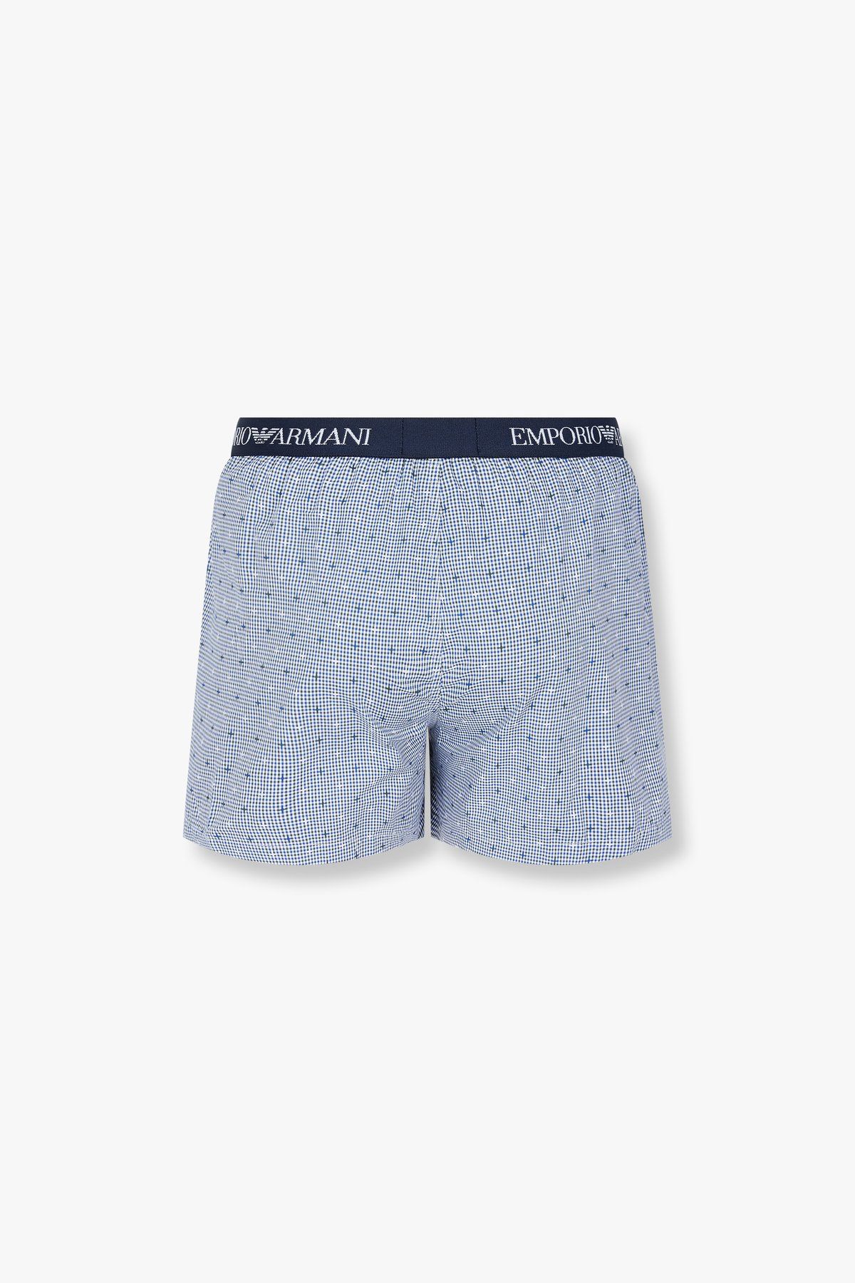 엠포리오 아르마니 언더웨어(EMPORIO ARMANI UNDERWEAR) 남성 로고 밴딩 패턴드 트렁크_블루 0814312074