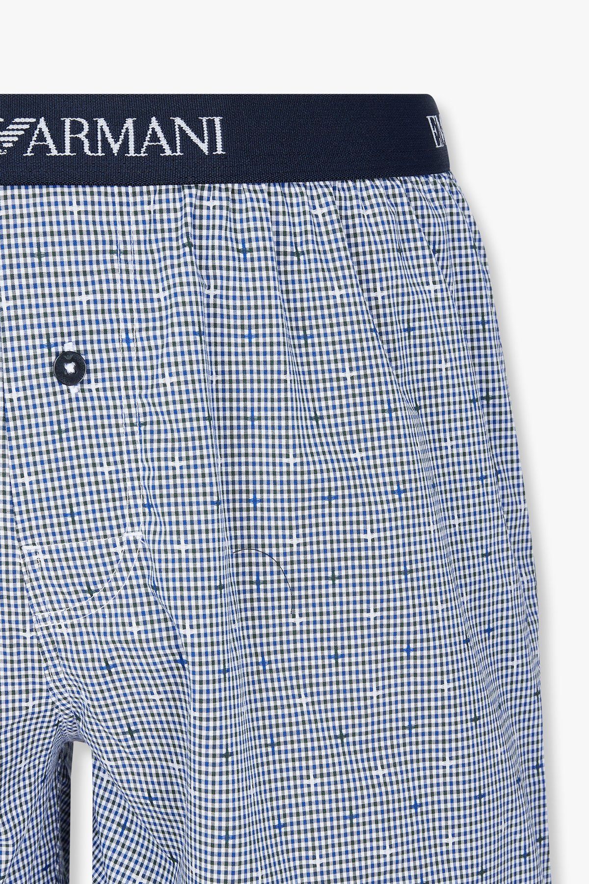 엠포리오 아르마니 언더웨어(EMPORIO ARMANI UNDERWEAR) 남성 로고 밴딩 패턴드 트렁크_블루 0814312074