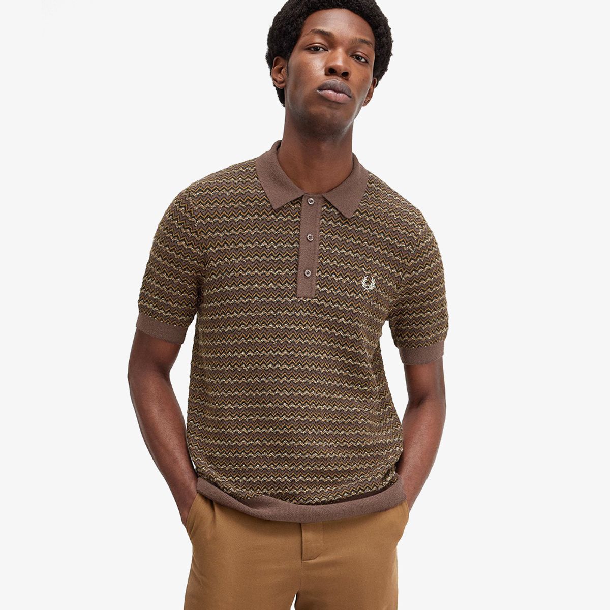 프레드페리(FRED PERRY) [Sharp] 부클 자카드 니트 셔츠 (U53) AFPM2438549-U53