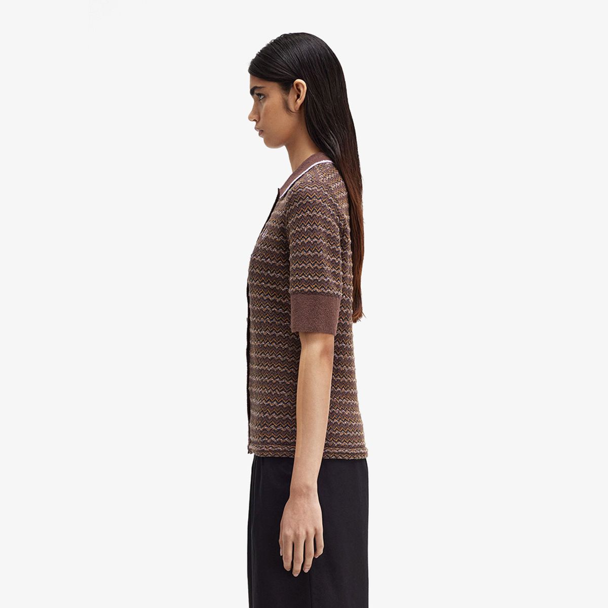 프레드페리(FRED PERRY) [Womens] 부클 자카드 니트 셔츠 (U53) AFPF2438112-U53