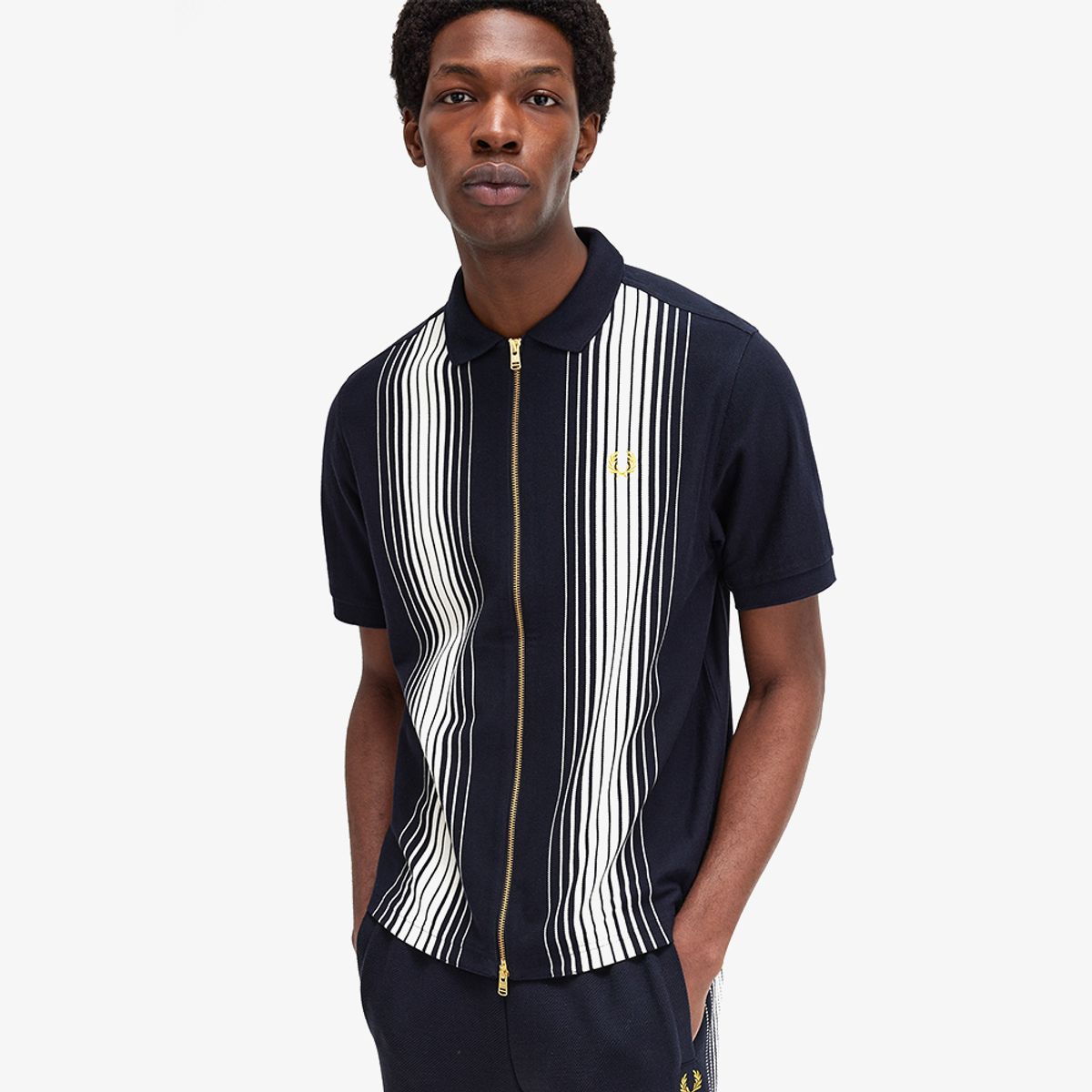 프레드페리(FRED PERRY) [Sharp] 옴브레 스트라이프 집 스루 폴로 셔츠 (608) AFPM2438542-608