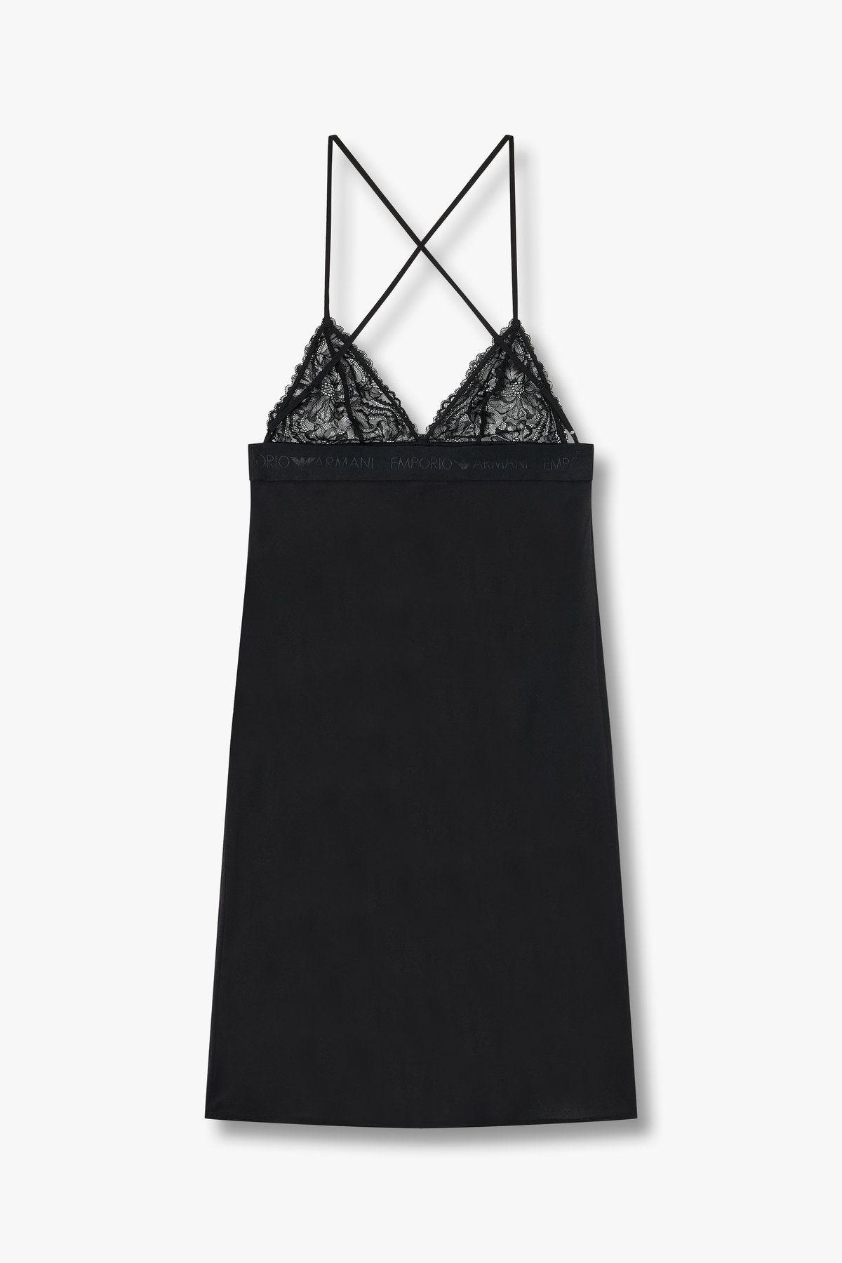 엠포리오 아르마니 언더웨어(EMPORIO ARMANI UNDERWEAR) 여성 로고 프린트 레이스 슬립_블랙 0824318501
