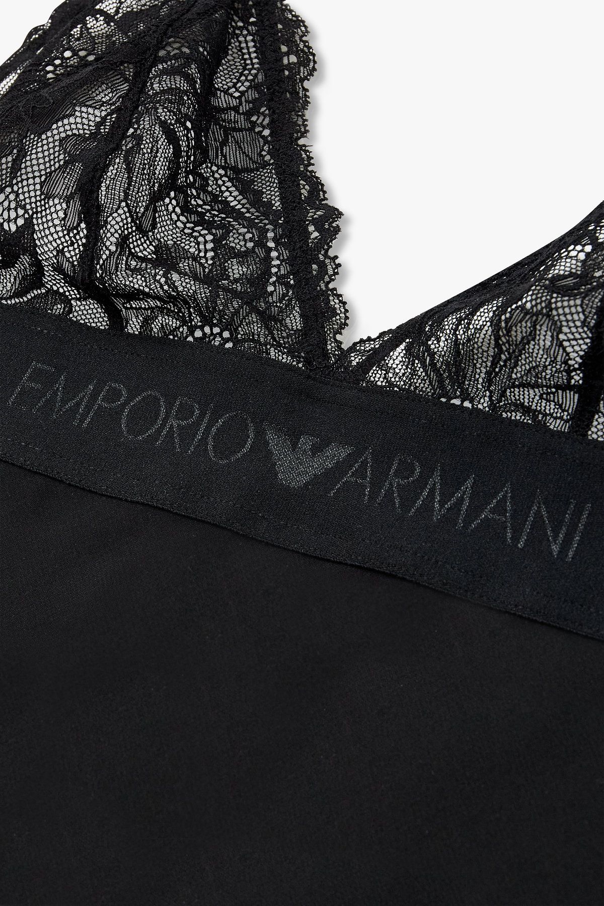 엠포리오 아르마니 언더웨어(EMPORIO ARMANI UNDERWEAR) 여성 로고 프린트 레이스 슬립_블랙 0824318501