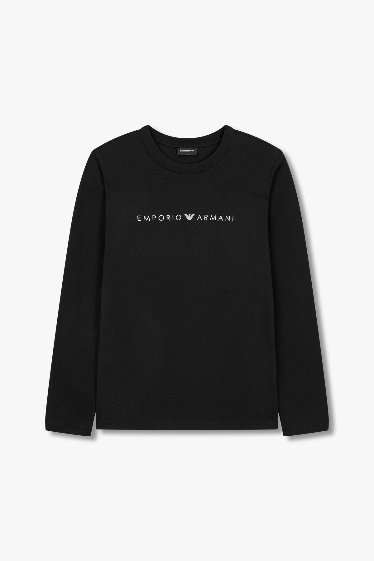 엠포리오 아르마니 언더웨어(EMPORIO ARMANI UNDERWEAR) 여성 프론트 로고 라운지 티셔츠_블랙 0824336504
