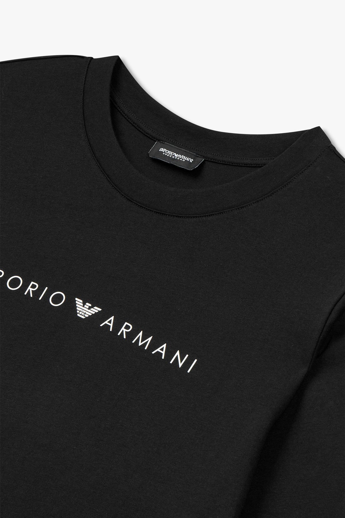 엠포리오 아르마니 언더웨어(EMPORIO ARMANI UNDERWEAR) 여성 프론트 로고 라운지 티셔츠_블랙 0824336504