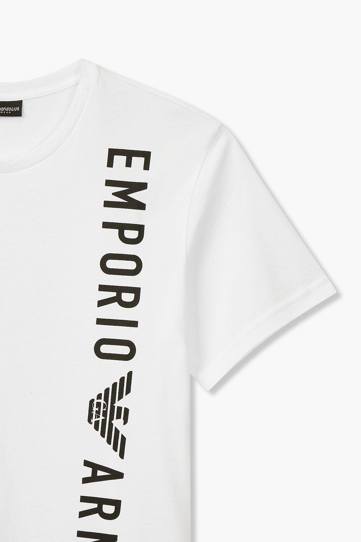 엠포리오 아르마니 언더웨어(EMPORIO ARMANI UNDERWEAR) 남성 사이드 로고 라운지 티셔츠_화이트 0814114022