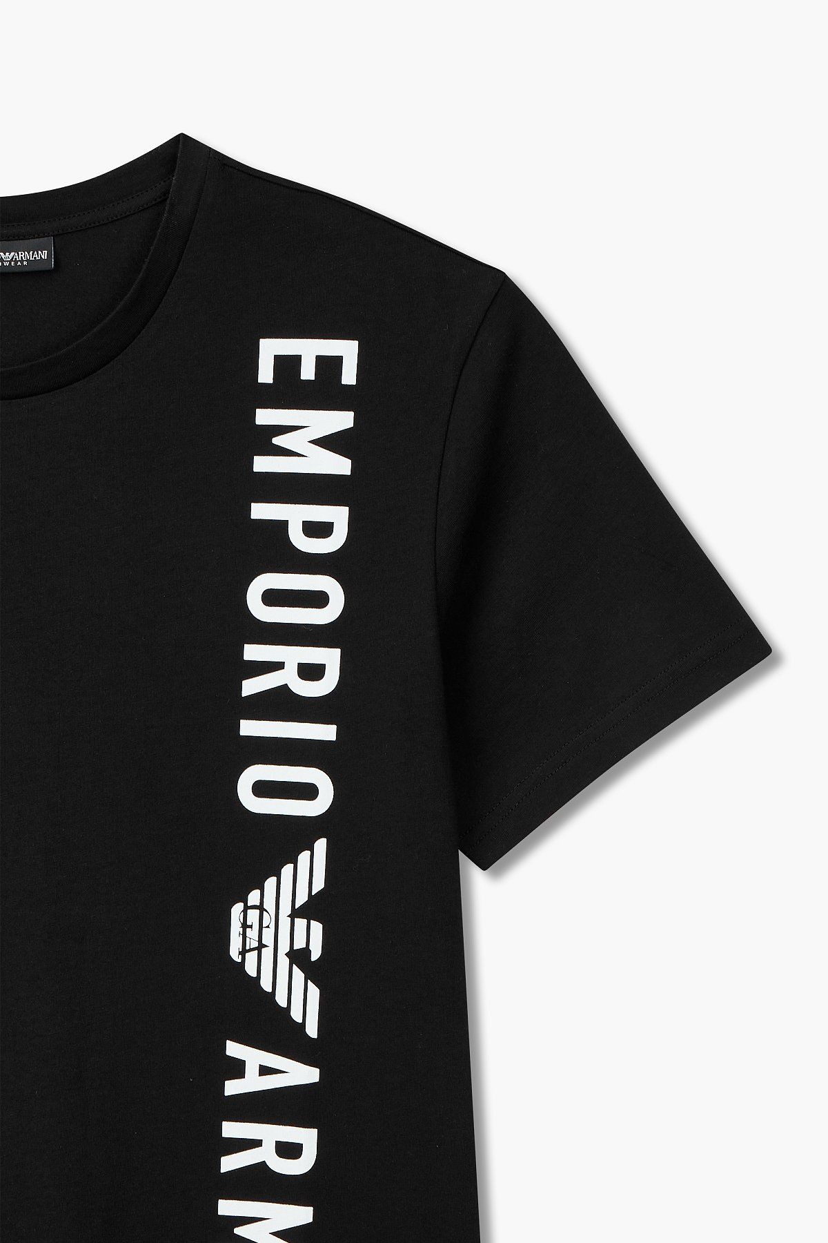 엠포리오 아르마니 언더웨어(EMPORIO ARMANI UNDERWEAR) 남성 사이드 로고 라운지 티셔츠_블랙 0814114023