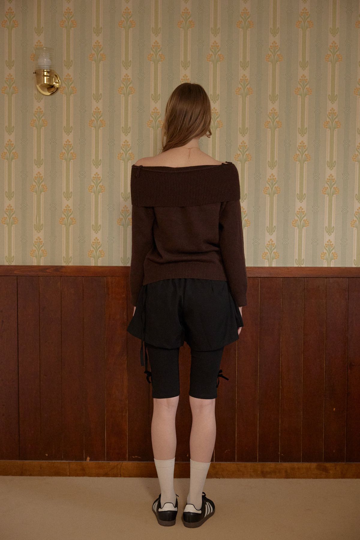 레터리(LETERIE) PLEATS MINI SKIRT PANTS_BLACK