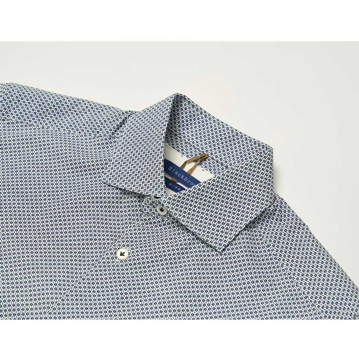 블랙브라운(BLACKBROWN) (SIDOGRAS) 스퀘어 프린트 코튼 셔츠 [BLUE]