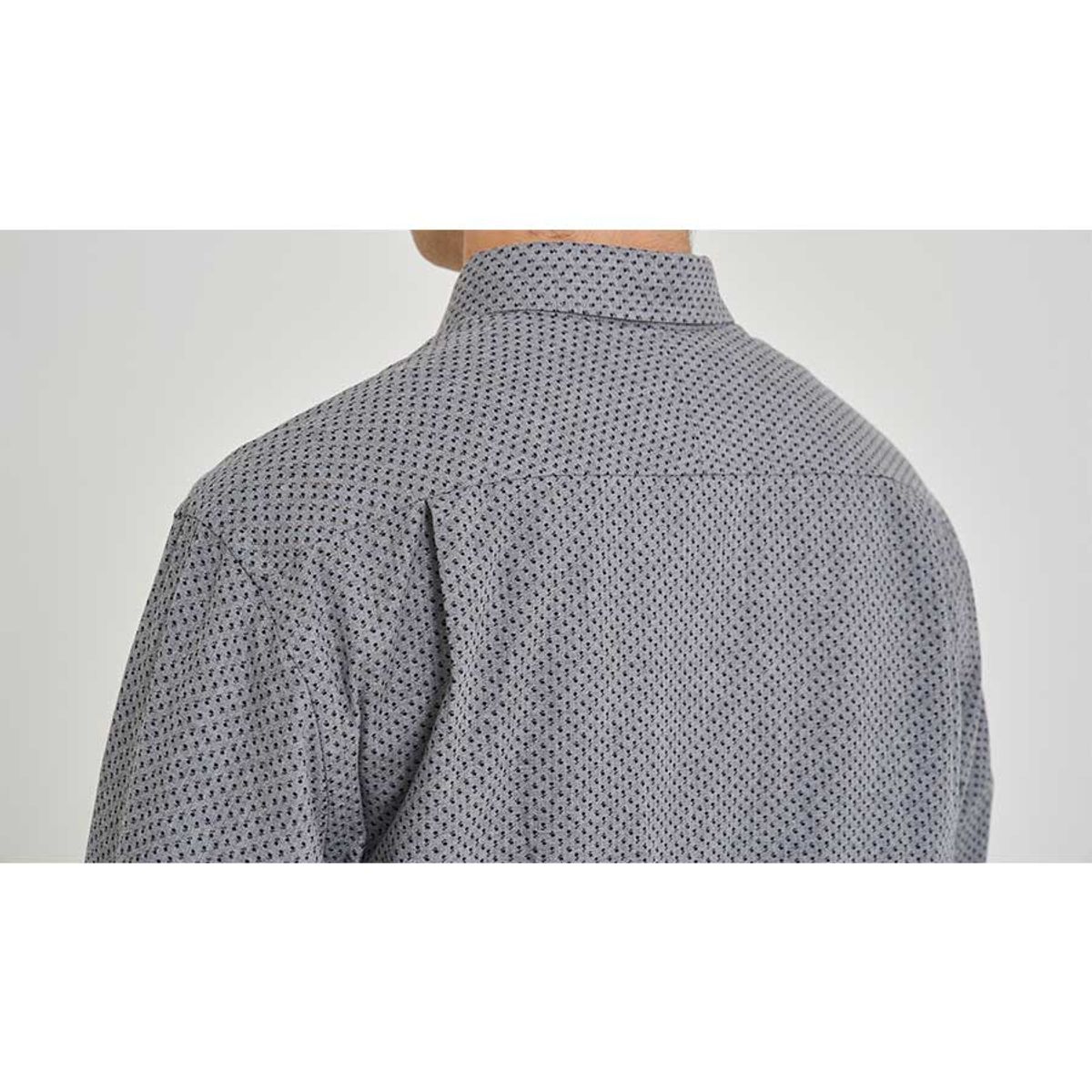 블랙브라운(BLACKBROWN) (SIDOGRAS) 헤링본  플라워 프린트 코튼 셔츠 [GRAY]