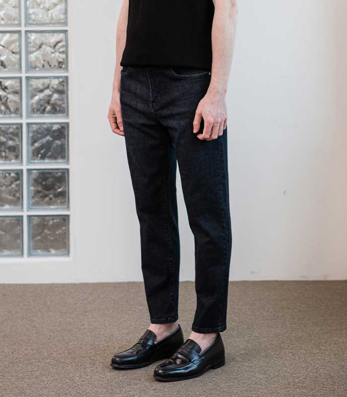 블랙브라운(BLACKBROWN) 테이퍼드핏  데님 팬츠[DARK INDIGO BLUE]