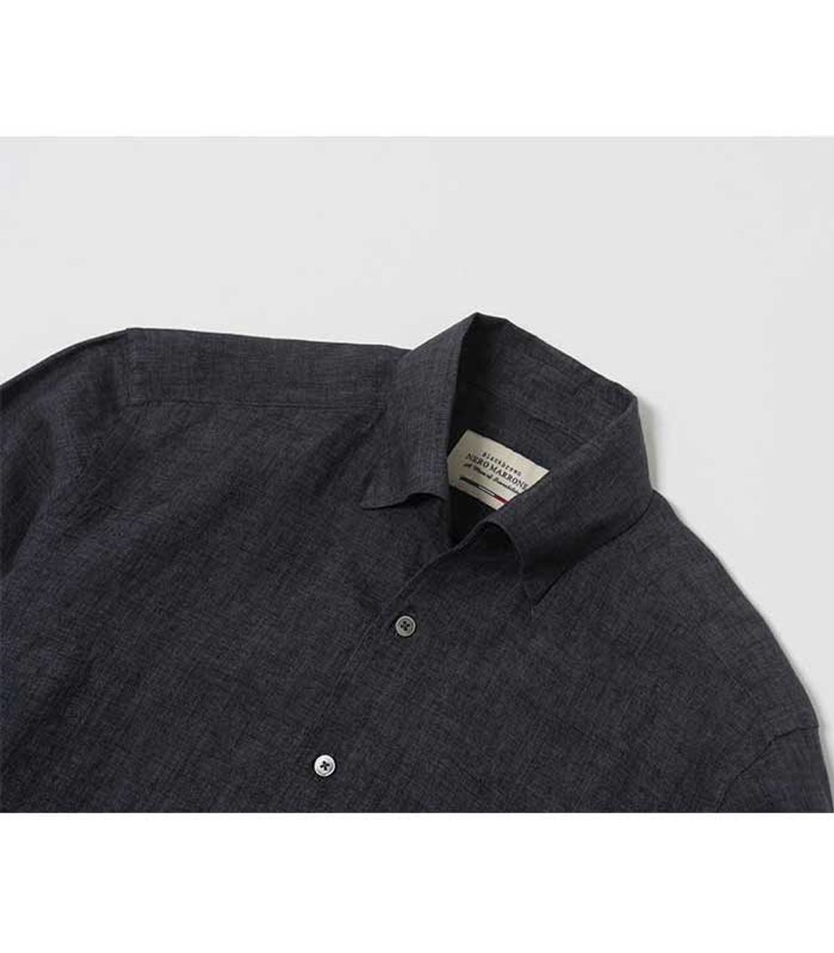 블랙브라운(BLACKBROWN) 딜라베 원피스카라 린넨 셔츠[CHARCOAL]