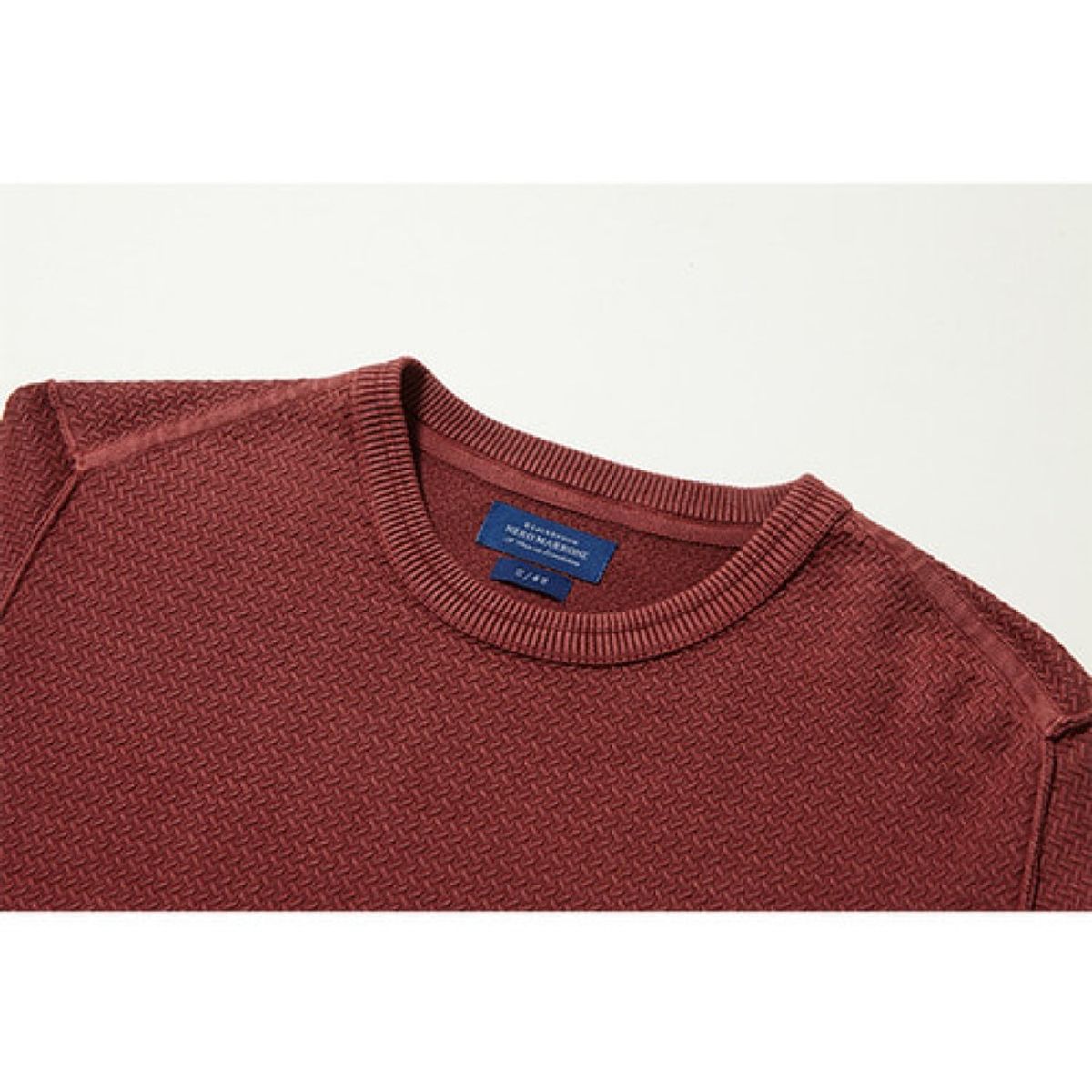 블랙브라운(BLACKBROWN) 라운드 와플 다잉 코튼 니트 [BURGUNDY]