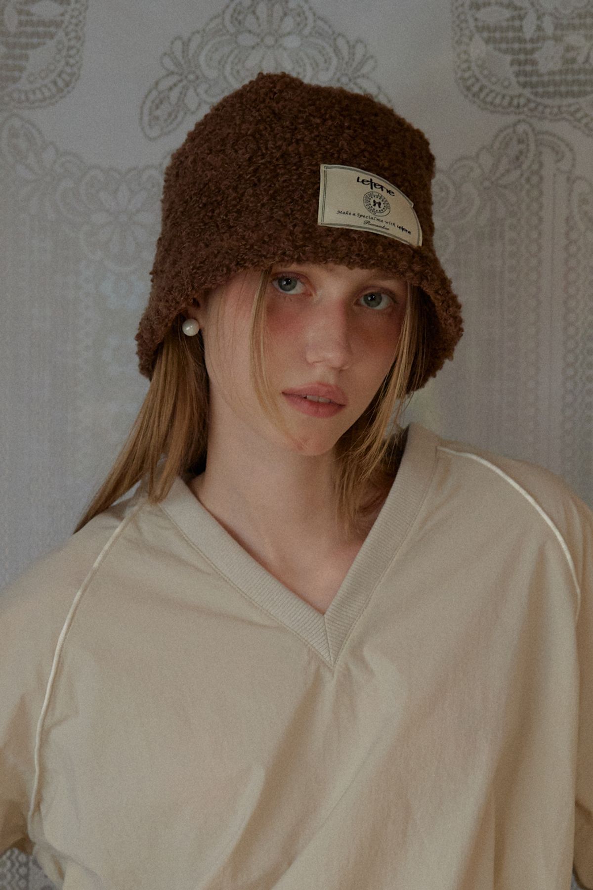 레터리(LETERIE) TEDDY BUCKET HAT_BROWN