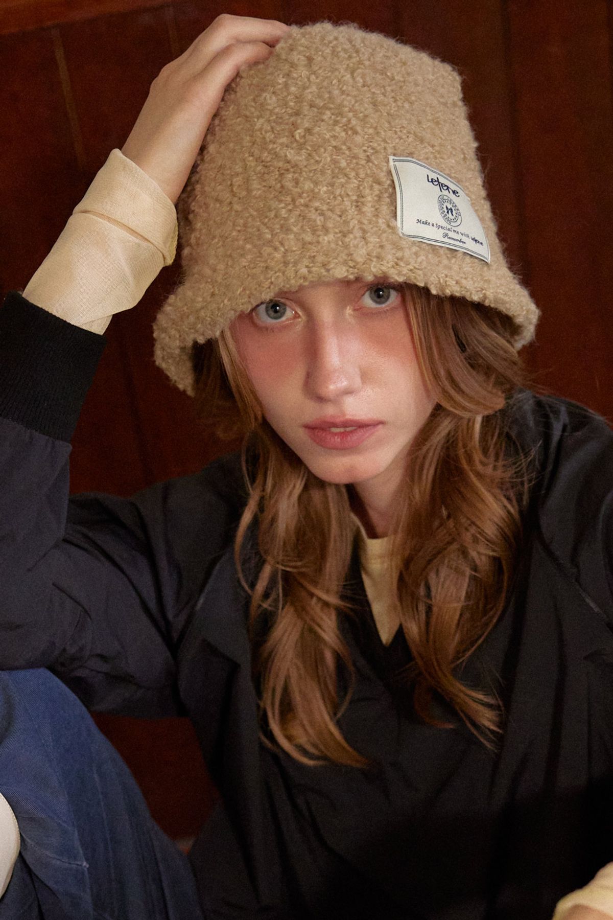 레터리(LETERIE) TEDDY BUCKET HAT_BEIGE