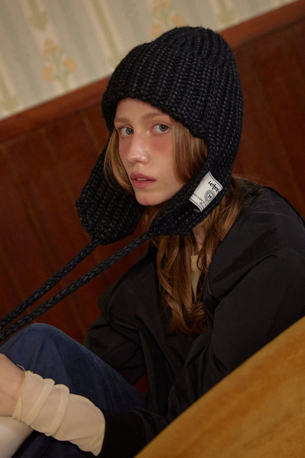 MUSINSA公式 | LETERIE LR KNIT TROOPER HAT_BLACK