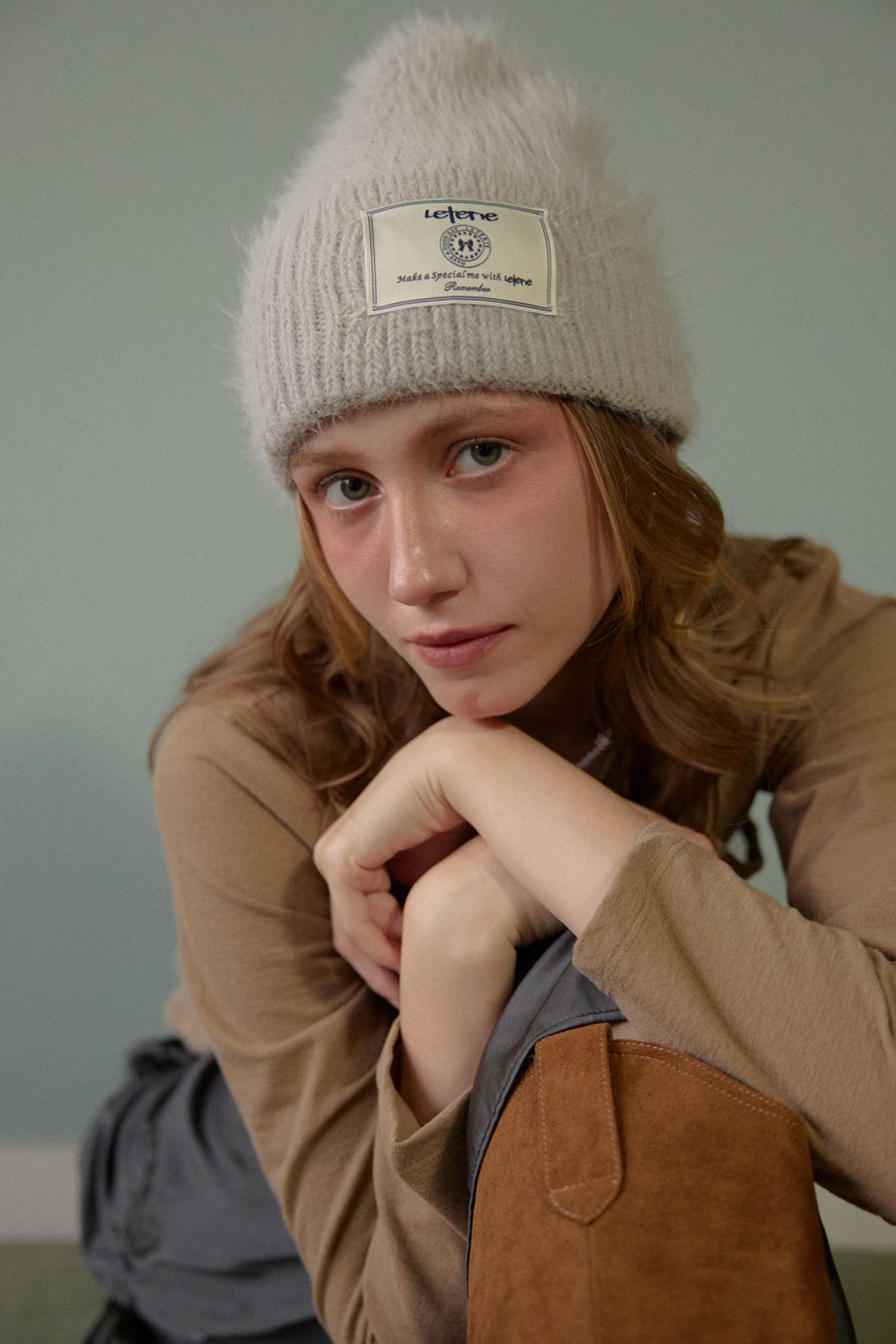 레터리(LETERIE) LR LABEL ANGORA BEANIE_GREY