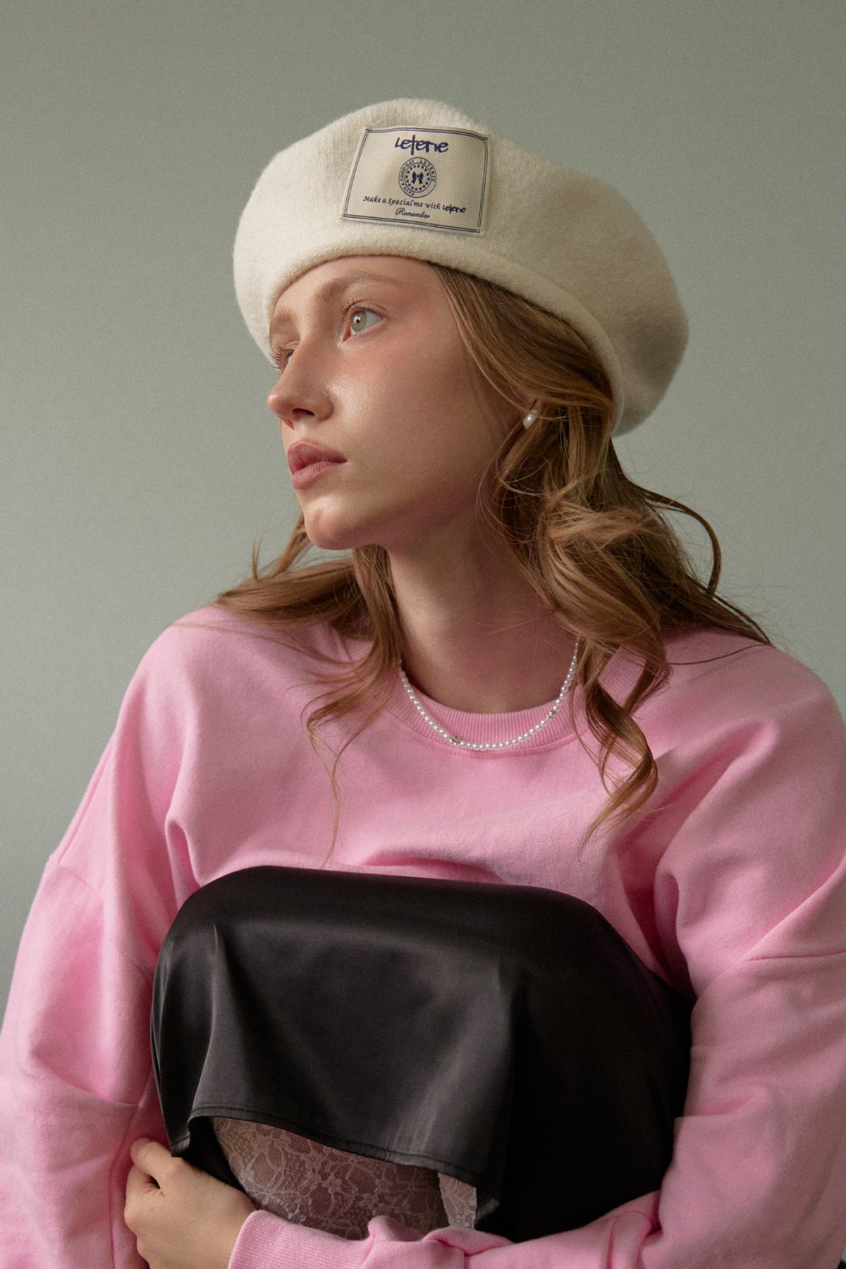 레터리(LETERIE) LR LABEL KNIT BERET_WHITE