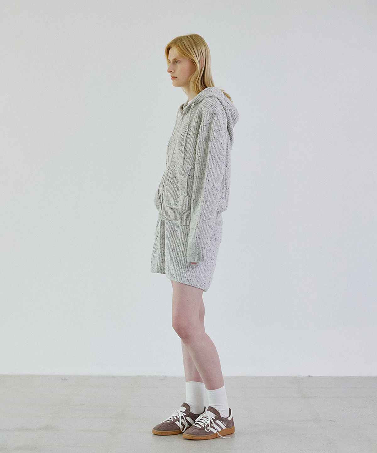 스텝어라운드(STEP AROUND) Nef wool knit half pants_LIGHT GREY