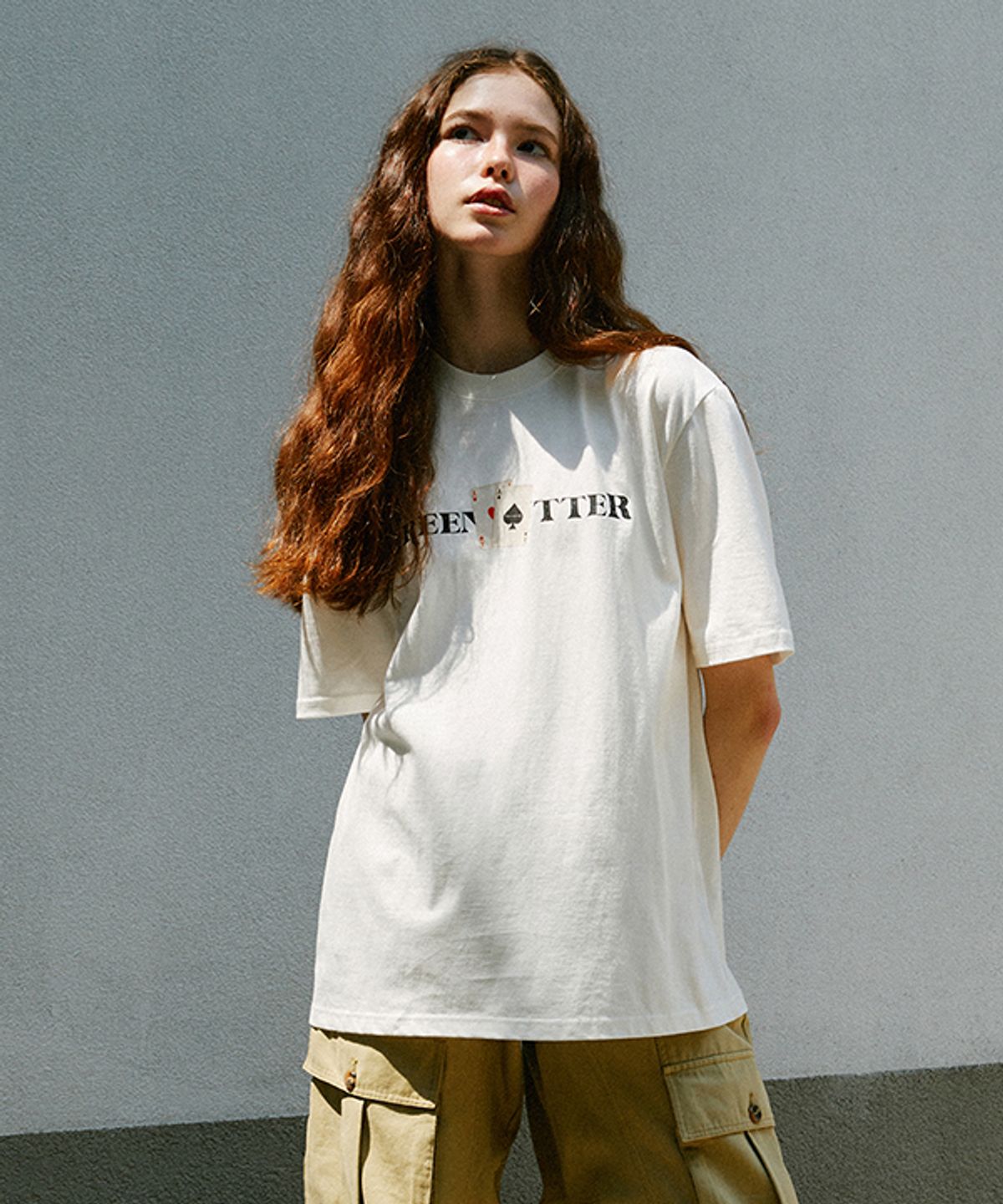 그린버터(GREENBUTTER) Oversized playing card Tee (Ivory)