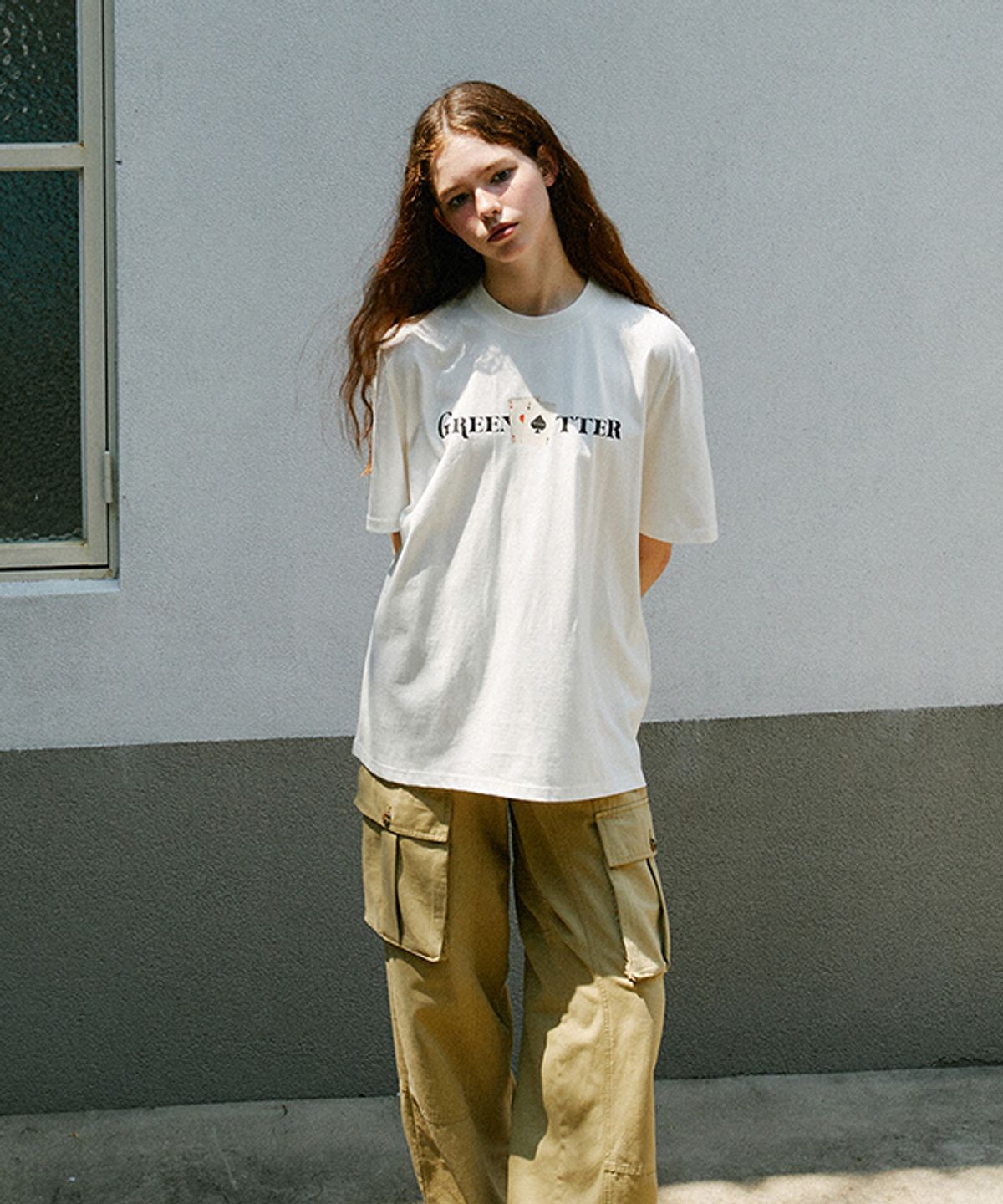 그린버터(GREENBUTTER) Oversized playing card Tee (Ivory)