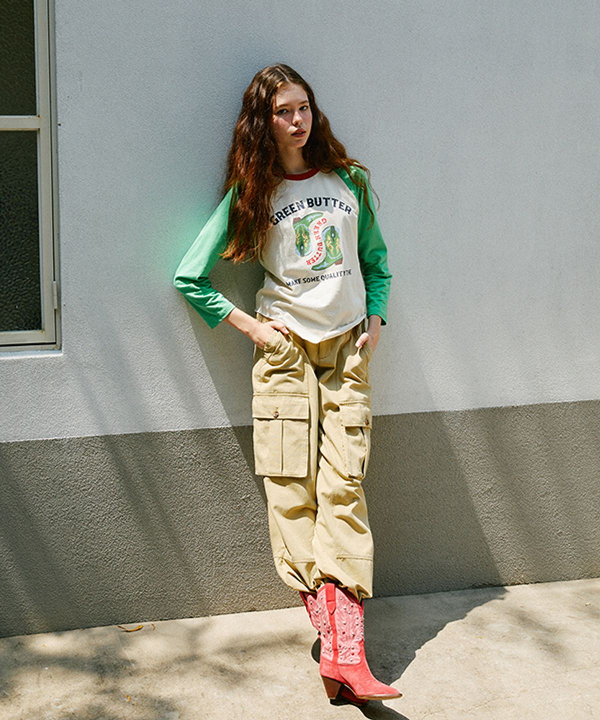 그린버터(GREENBUTTER) Drawstring Cargo Pants (Beige)