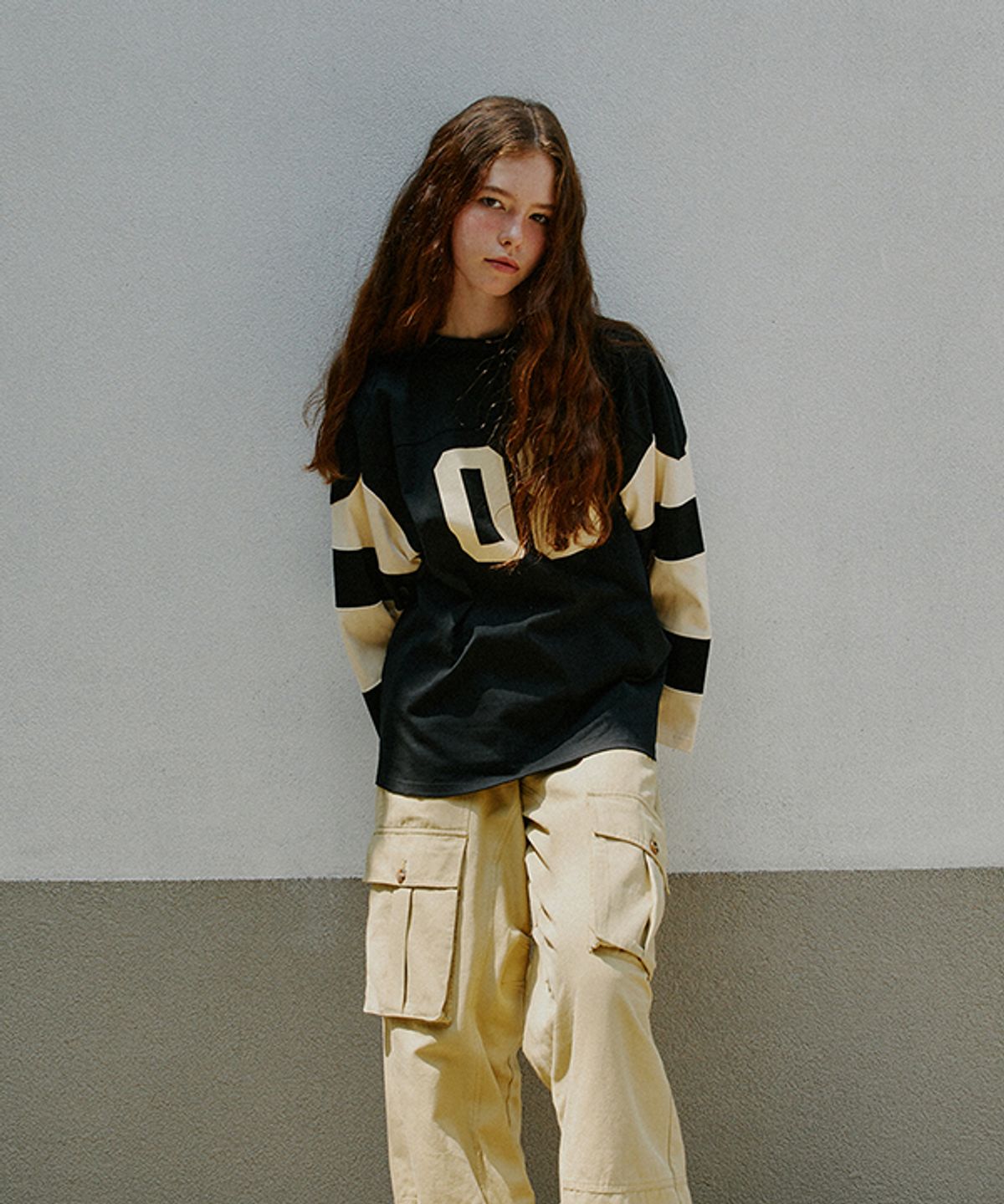 그린버터(GREENBUTTER) Shoulder Patch Rugby Tee (Black)