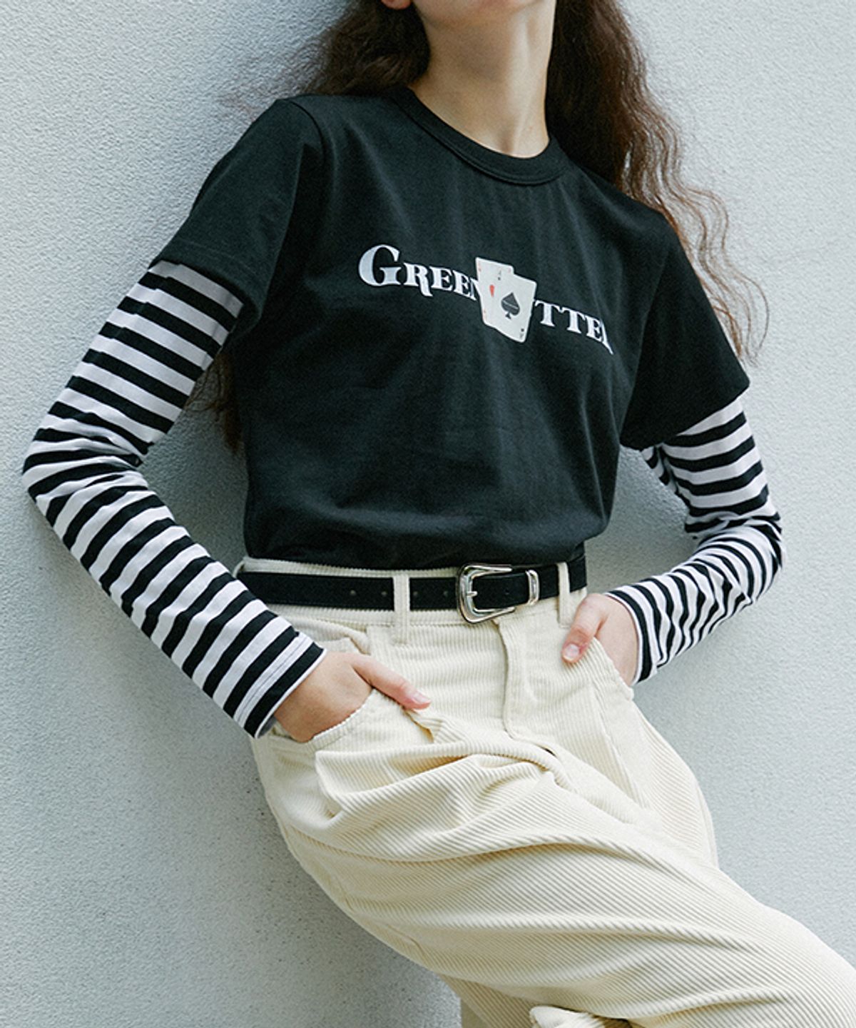 그린버터(GREENBUTTER) Cow Leather Western Belt (Black)