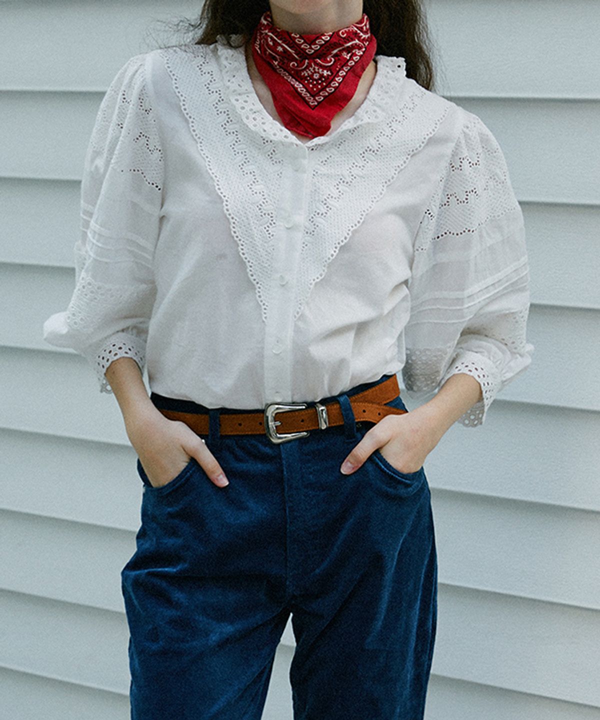 그린버터(GREENBUTTER) Cow Leather Western Belt (Camel Brown)