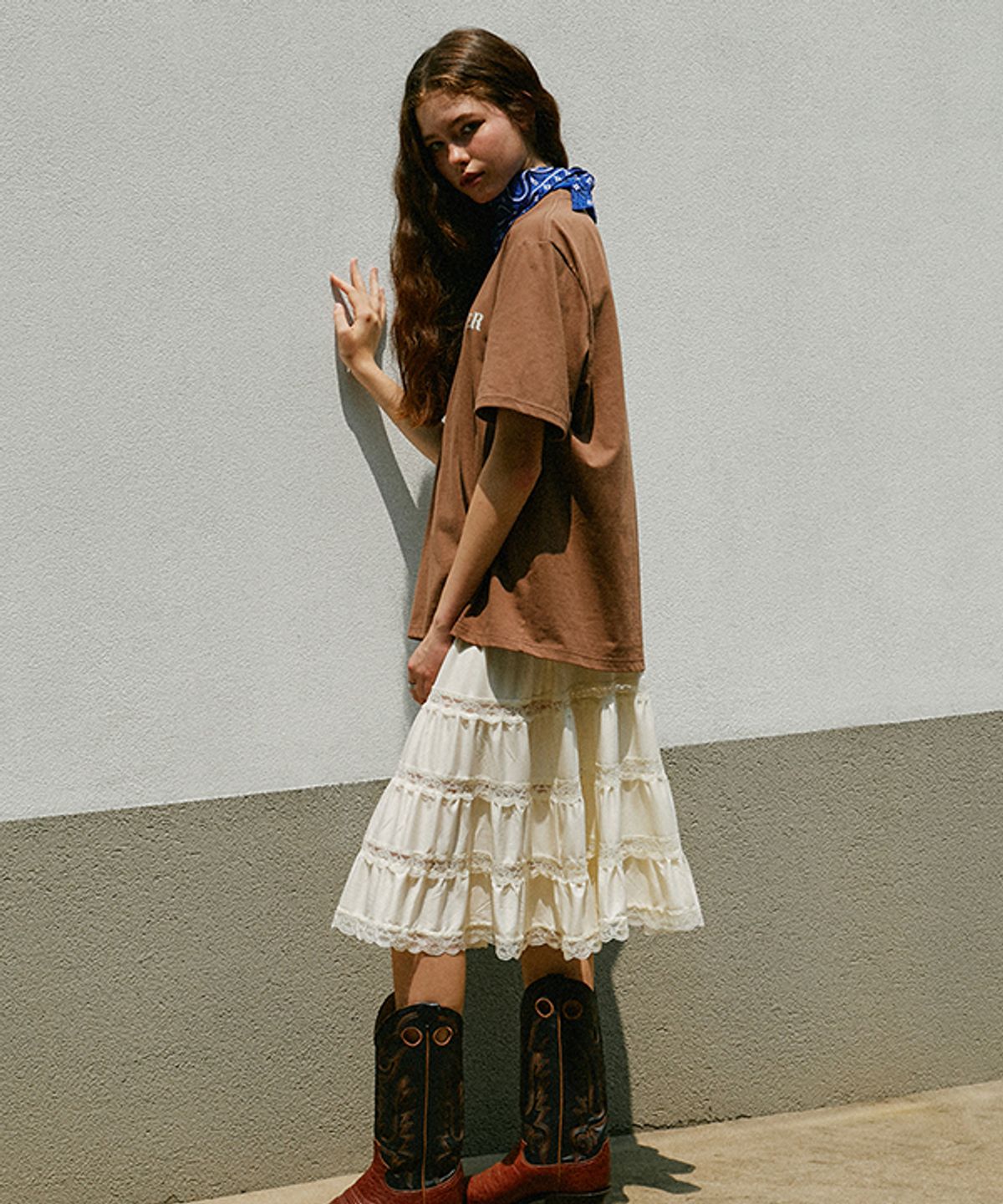 그린버터(GREENBUTTER) Shirring Lace Slip dress (Cream)