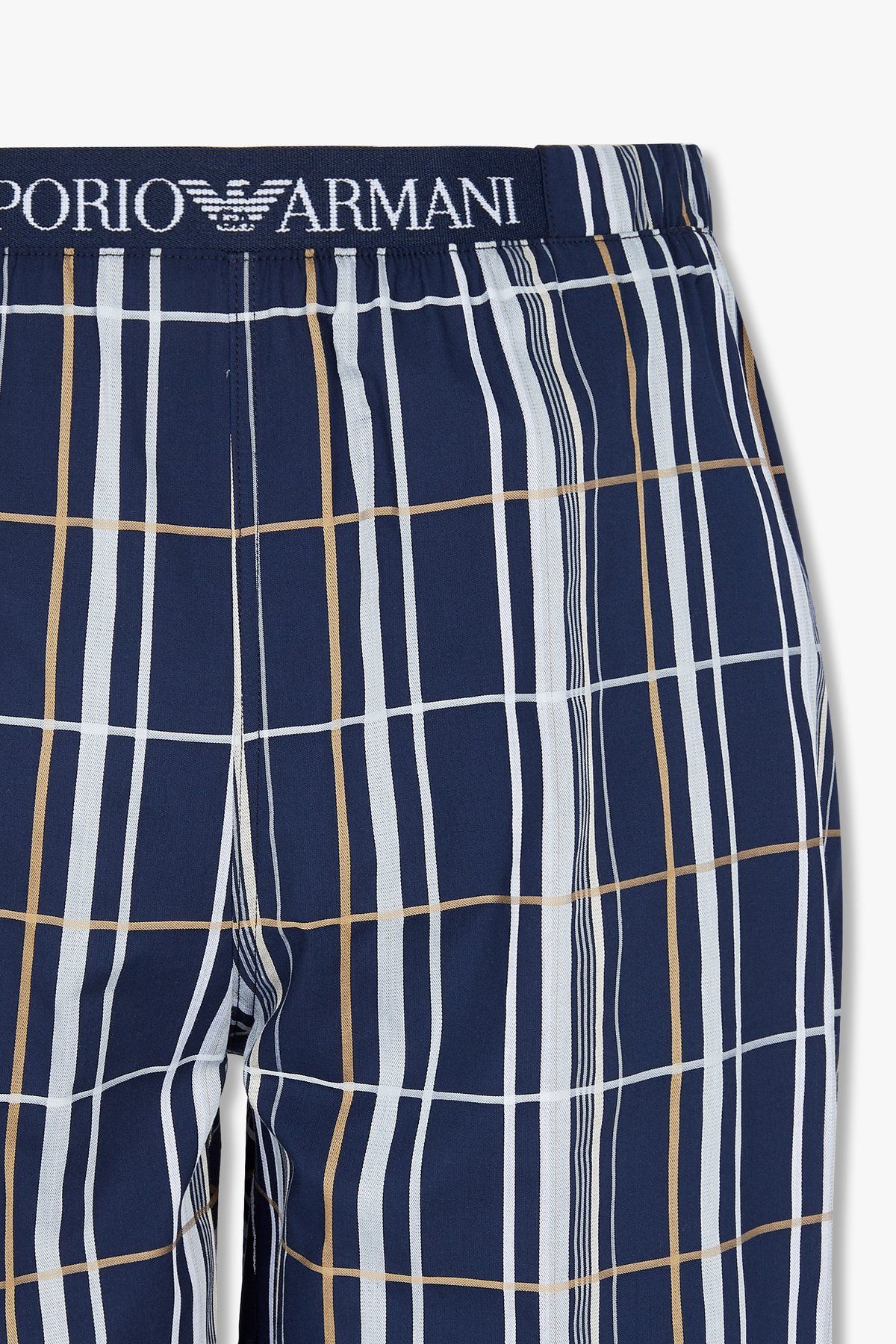 엠포리오 아르마니 언더웨어(EMPORIO ARMANI UNDERWEAR) 남성 로고 패치 패턴드 라운지 팬츠_다크 블루 0814332021