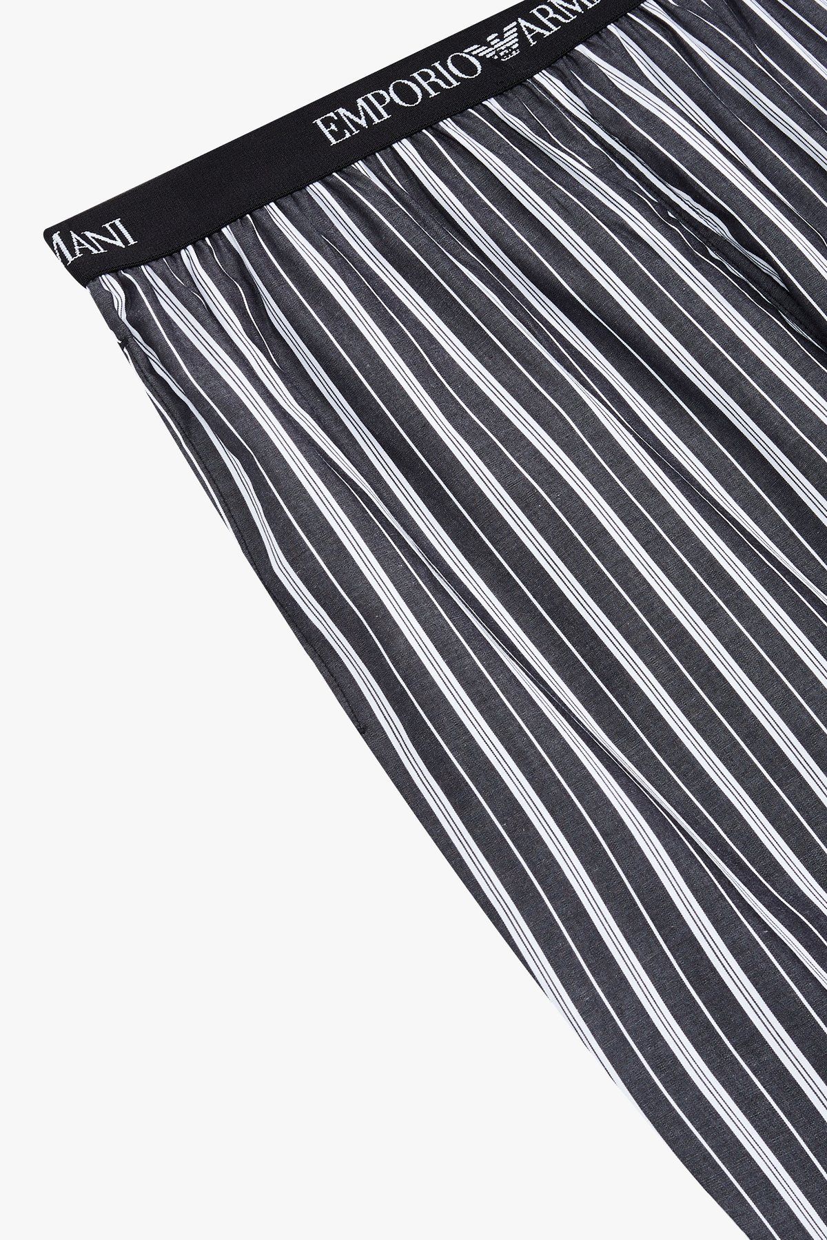 엠포리오 아르마니 언더웨어(EMPORIO ARMANI UNDERWEAR) 남성 로고 밴딩 패턴드 라운지 팬츠_블랙 0814332019
