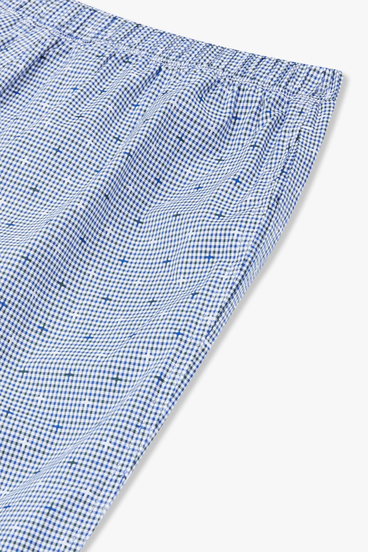 엠포리오 아르마니 언더웨어(EMPORIO ARMANI UNDERWEAR) 남성 로고 패치 패턴드 라운지 팬츠_블루 0814332020