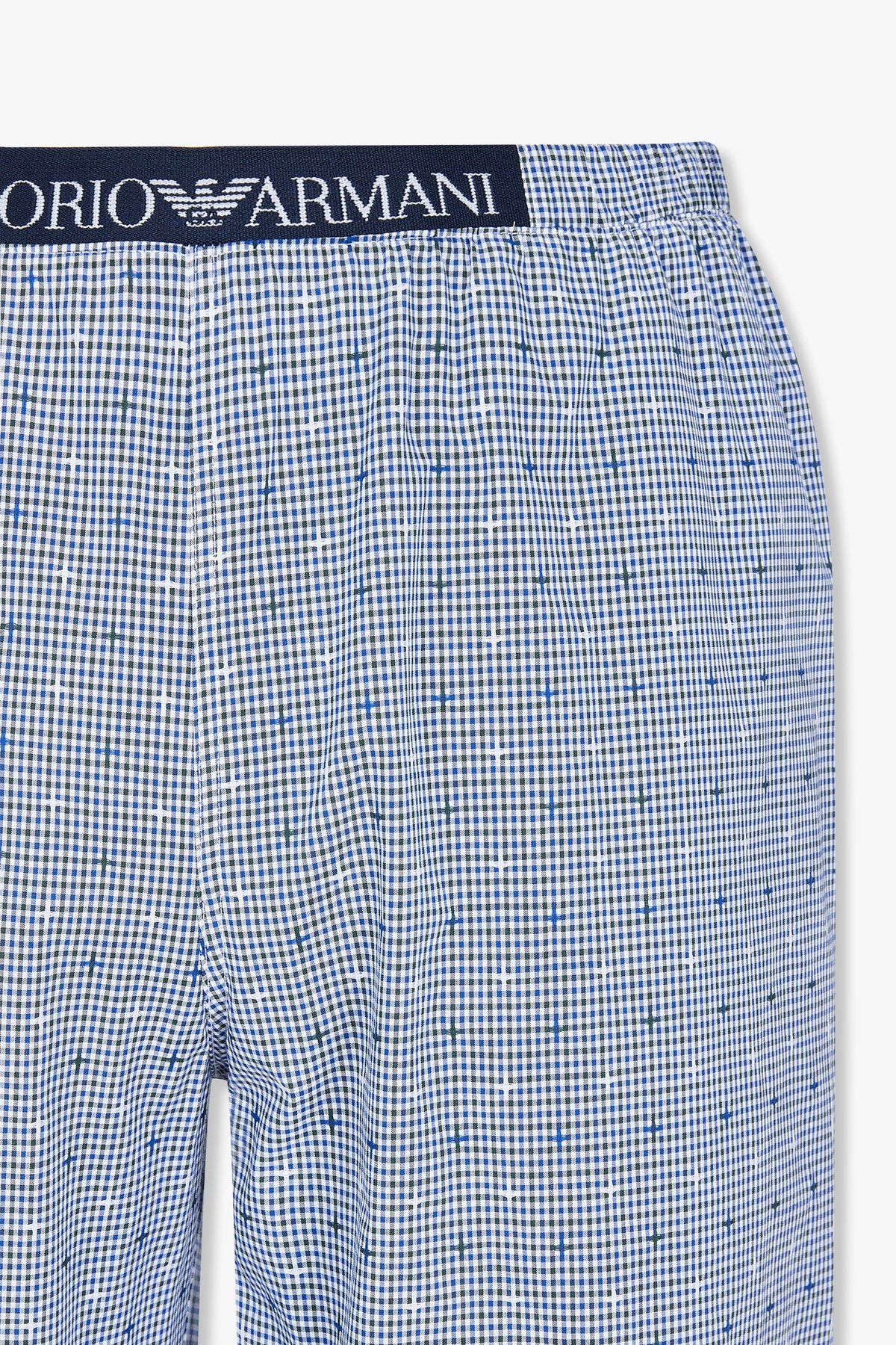 엠포리오 아르마니 언더웨어(EMPORIO ARMANI UNDERWEAR) 남성 로고 패치 패턴드 라운지 팬츠_블루 0814332020