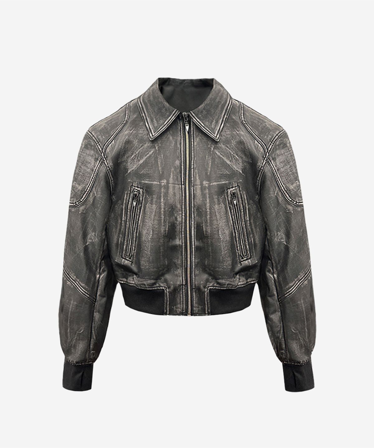 비엘알(BLR) Leather Pauldron Biker Cropped Jacket