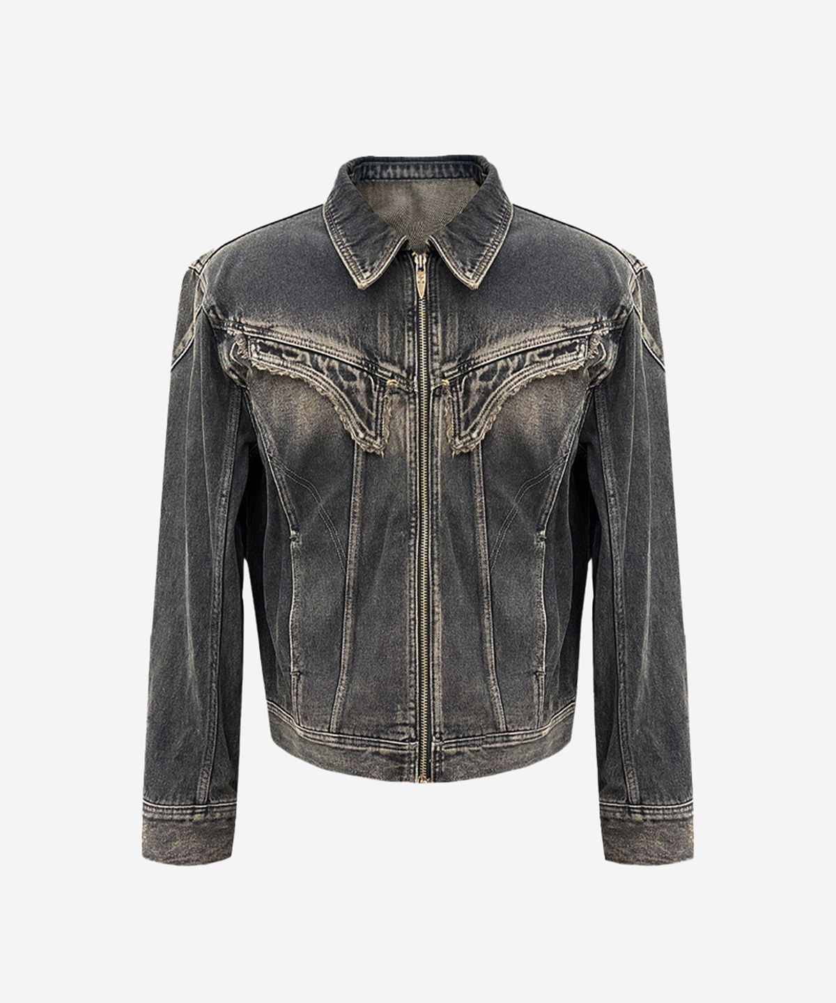 비엘알(BLR) Dyed Curved Line Denim Trucker Jacket