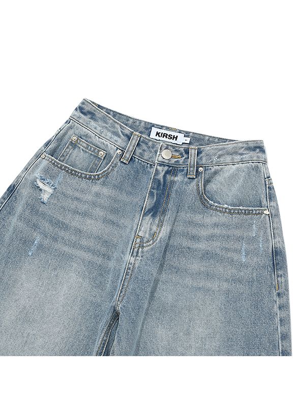 ★KIRSH★ Cherry Damage Washing Wide Fit Denim Pants Blue MUSINSA | KIRSH Cherry Garment Washing Wide Fit Denim Pants