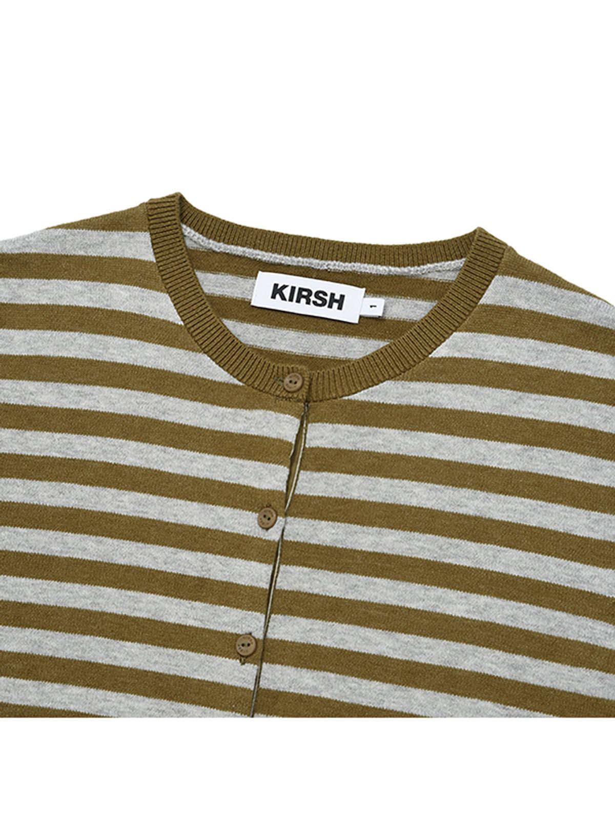 키르시(KIRSH) 체리 스트라이프 가디건 [다크 카멜]