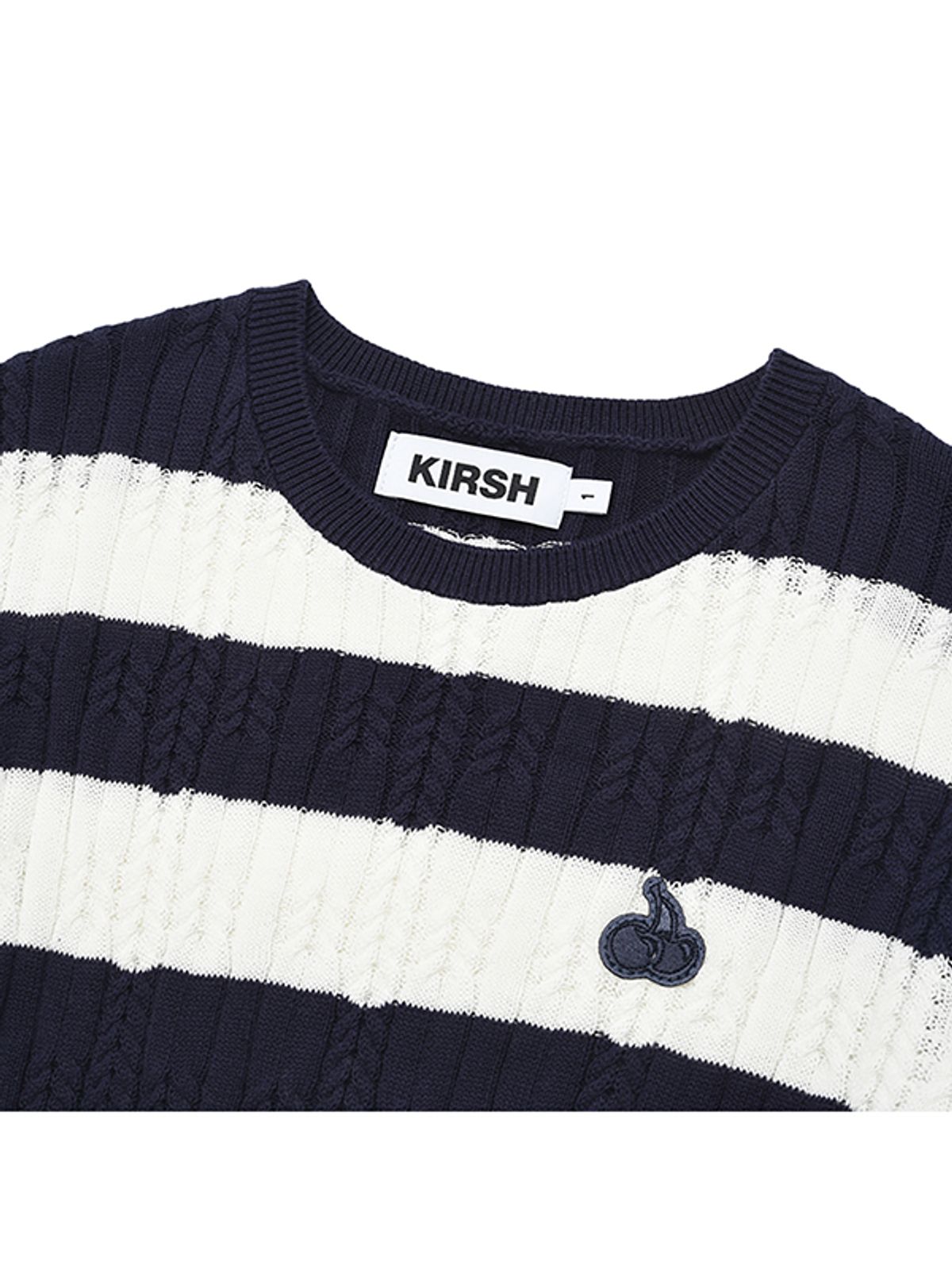 키르시(KIRSH) 스몰 체리 스트라이프 크롭 니트 [네이비]