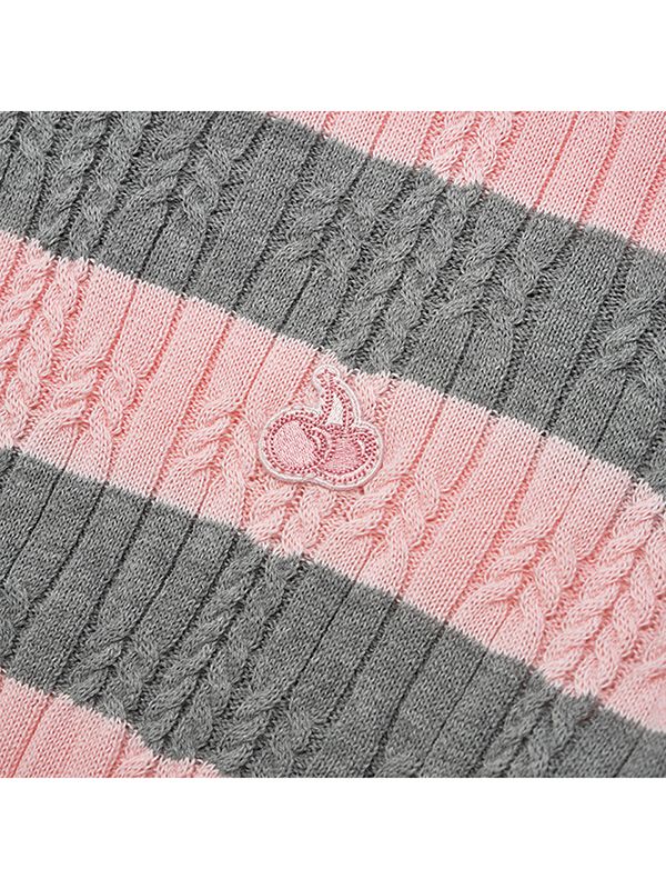 MUSINSA | KIRSH Small Cherry Stripe Crop Knit [Pink]