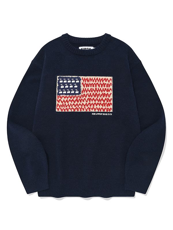 MUSINSA | KIRSH Cherry USA Graphic Knit [Navy]