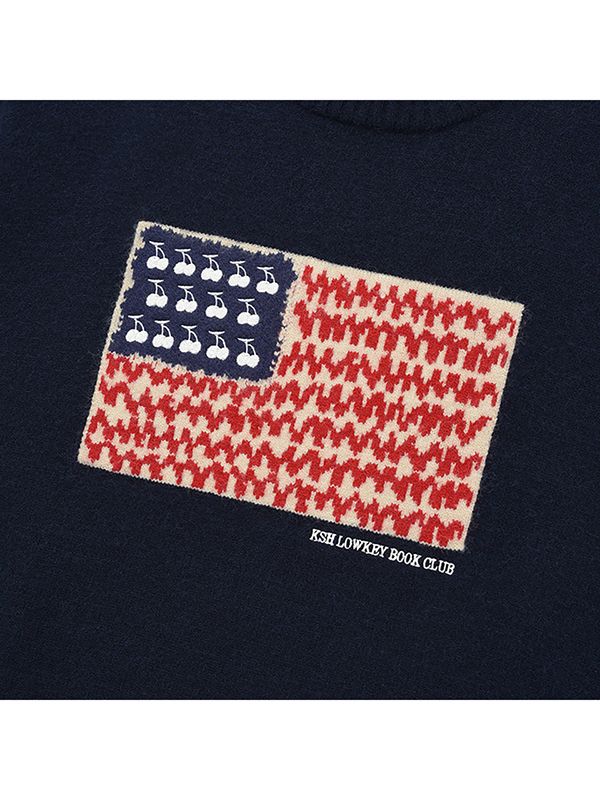 MUSINSA | KIRSH Cherry USA Graphic Knit [Navy]