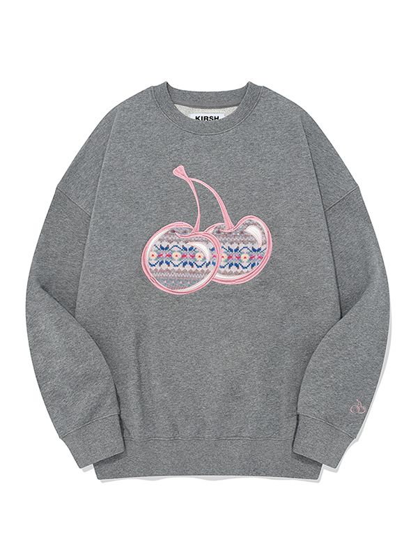 MUSINSA | KIRSH Big Cherry Applique Sweatshirt [Melange Grey]
